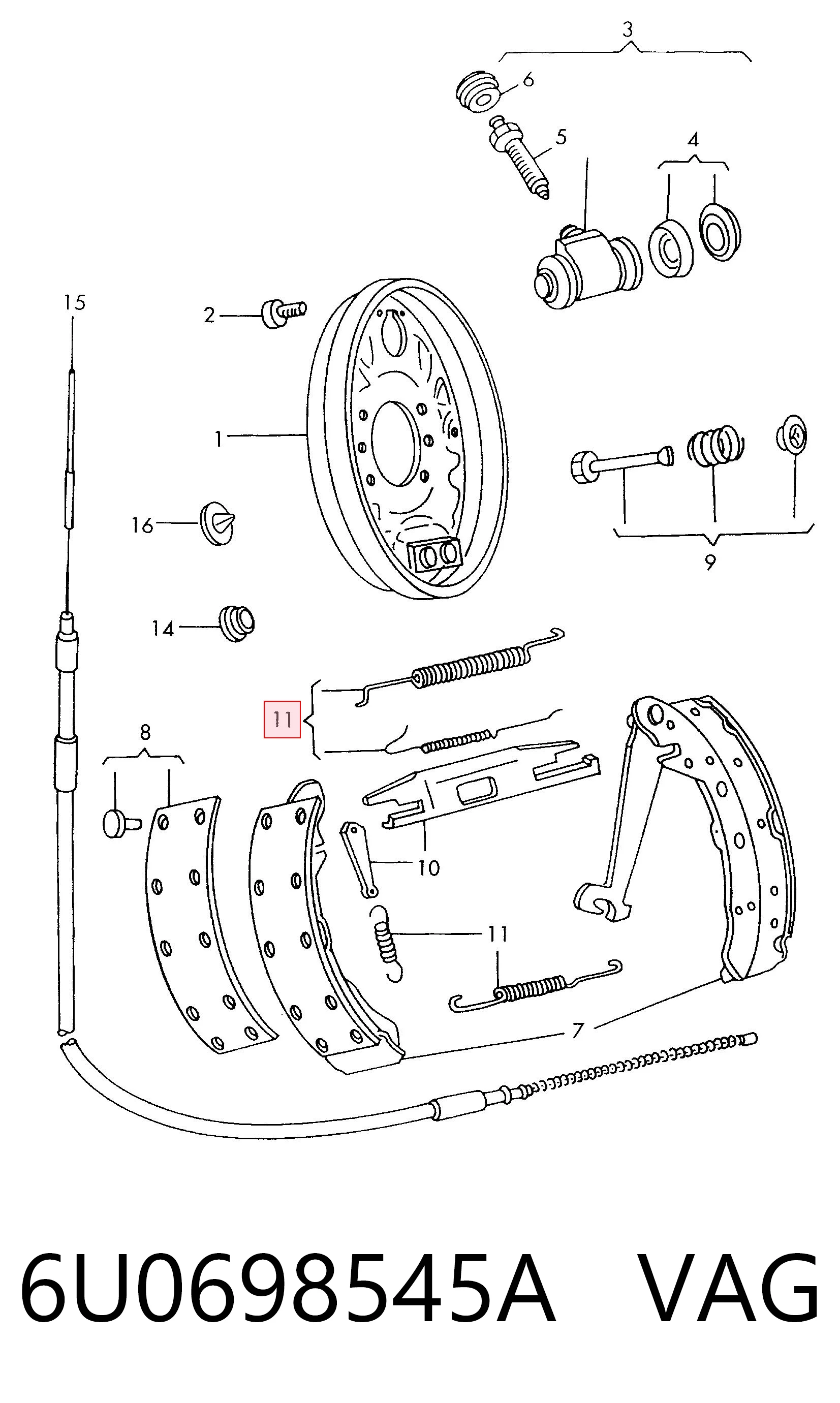 Kit de montaje de zapatas de freno traseras para Seat Cordoba 6L2