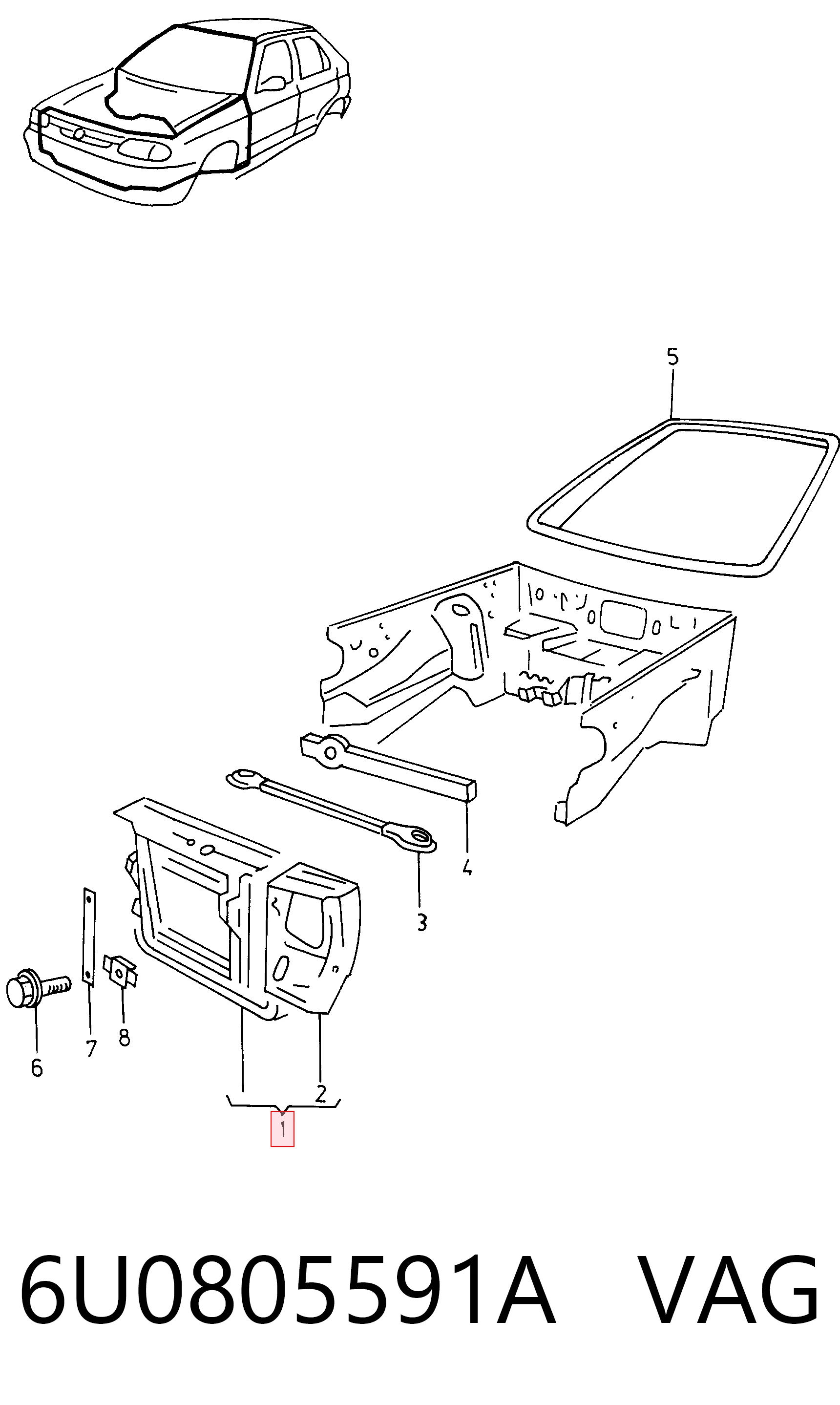  Soporte de radiador Skoda Felicia 1