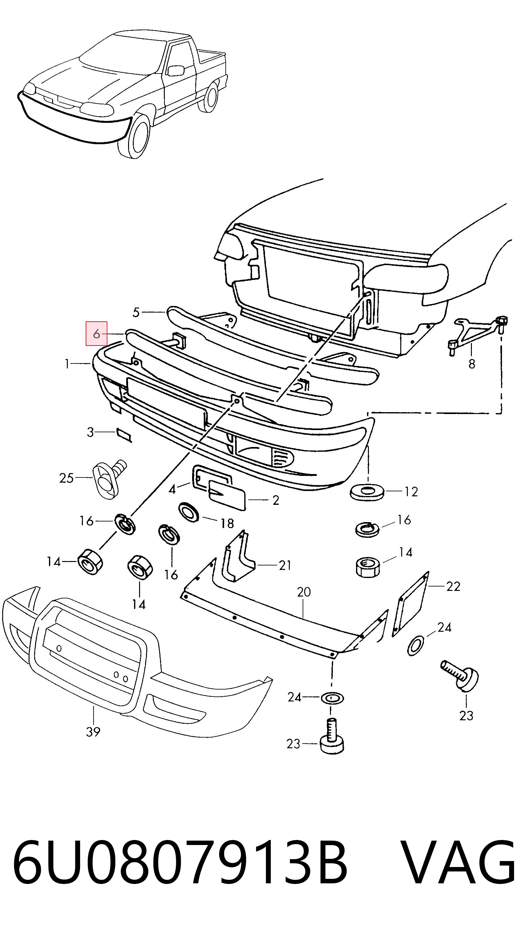 Refuerzo parachoque delantero para Skoda Felicia 791, 6U1