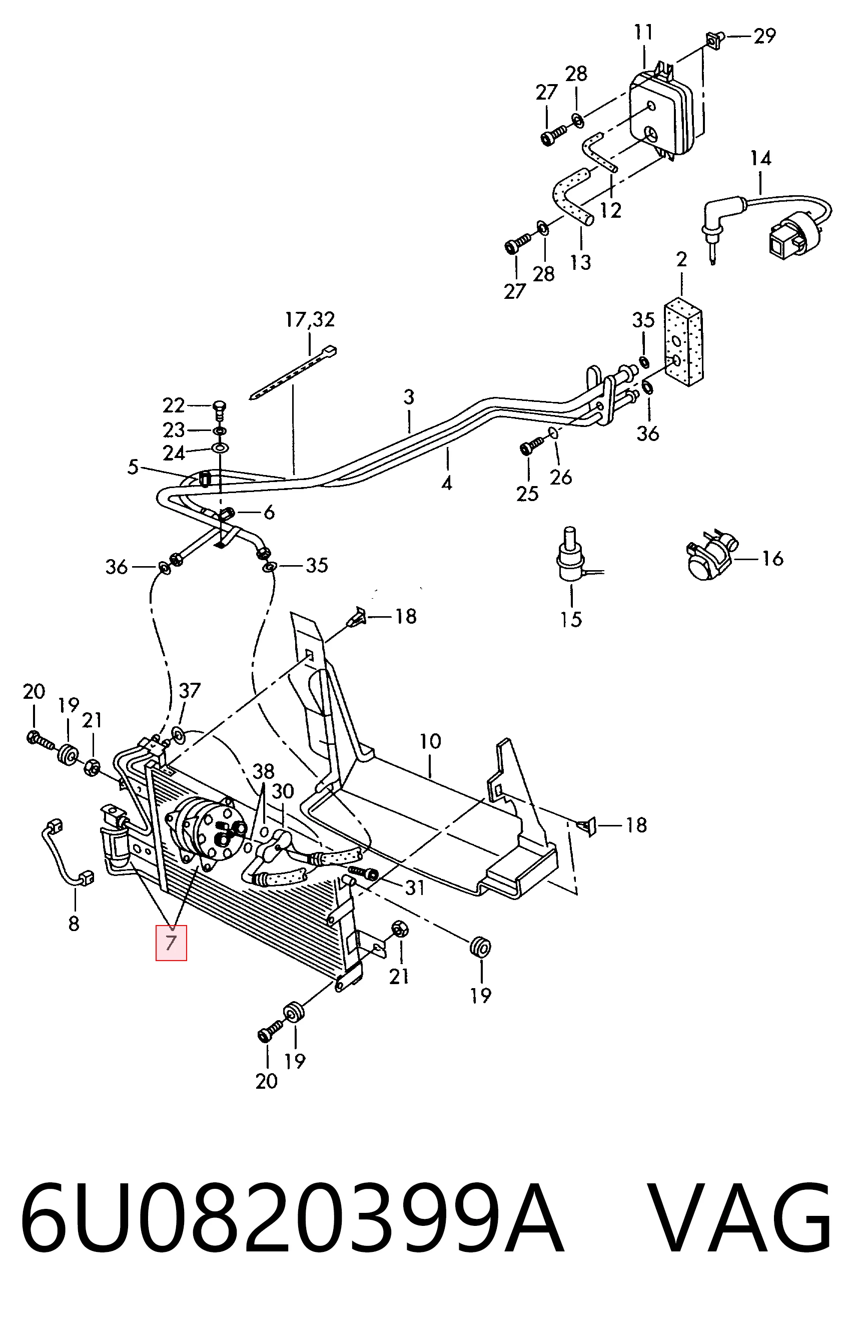 Condensador aire acondicionado para Skoda Felicia 791, 6U1