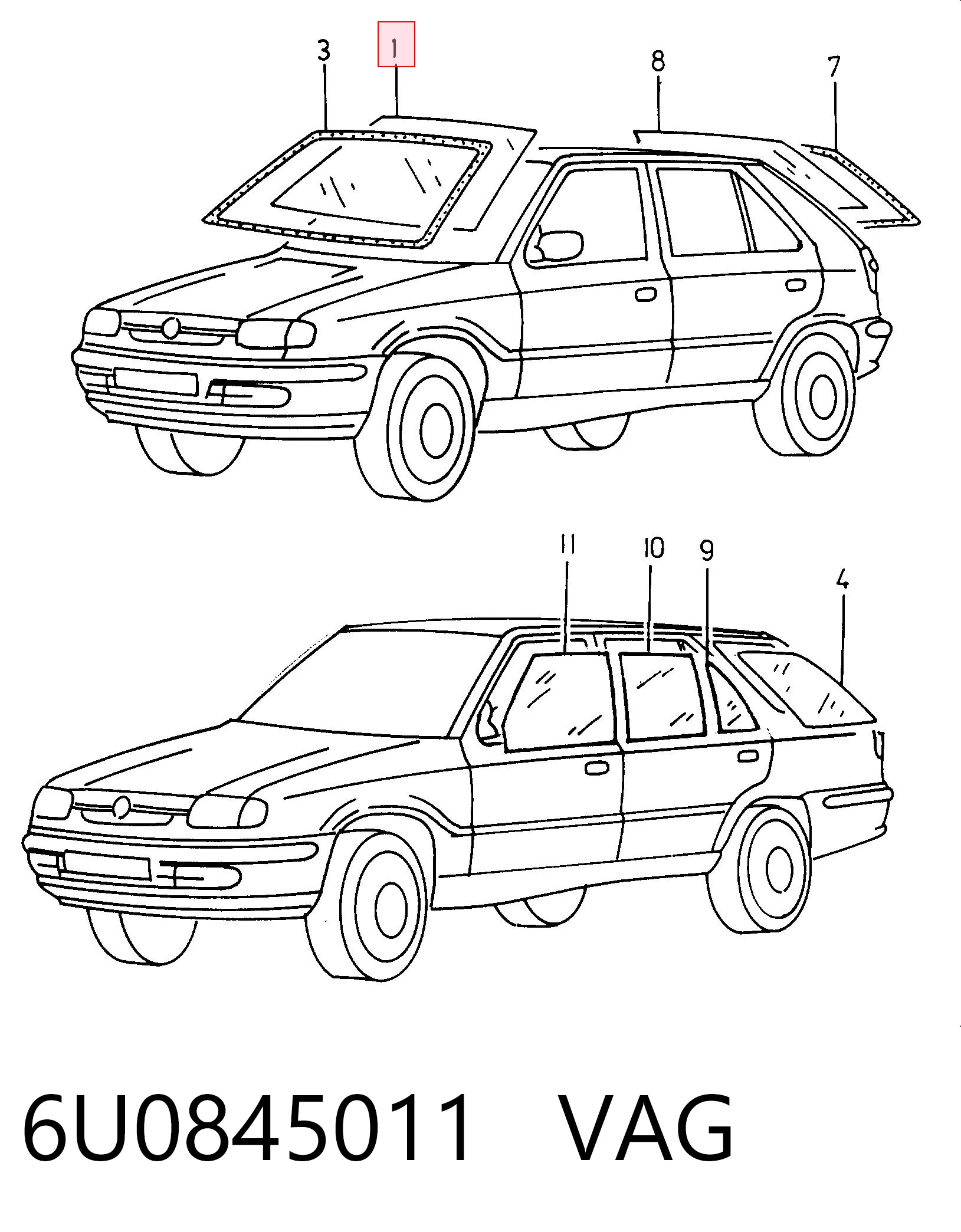 Parabrisas delantero  Skoda Felicia I (1994-1997)