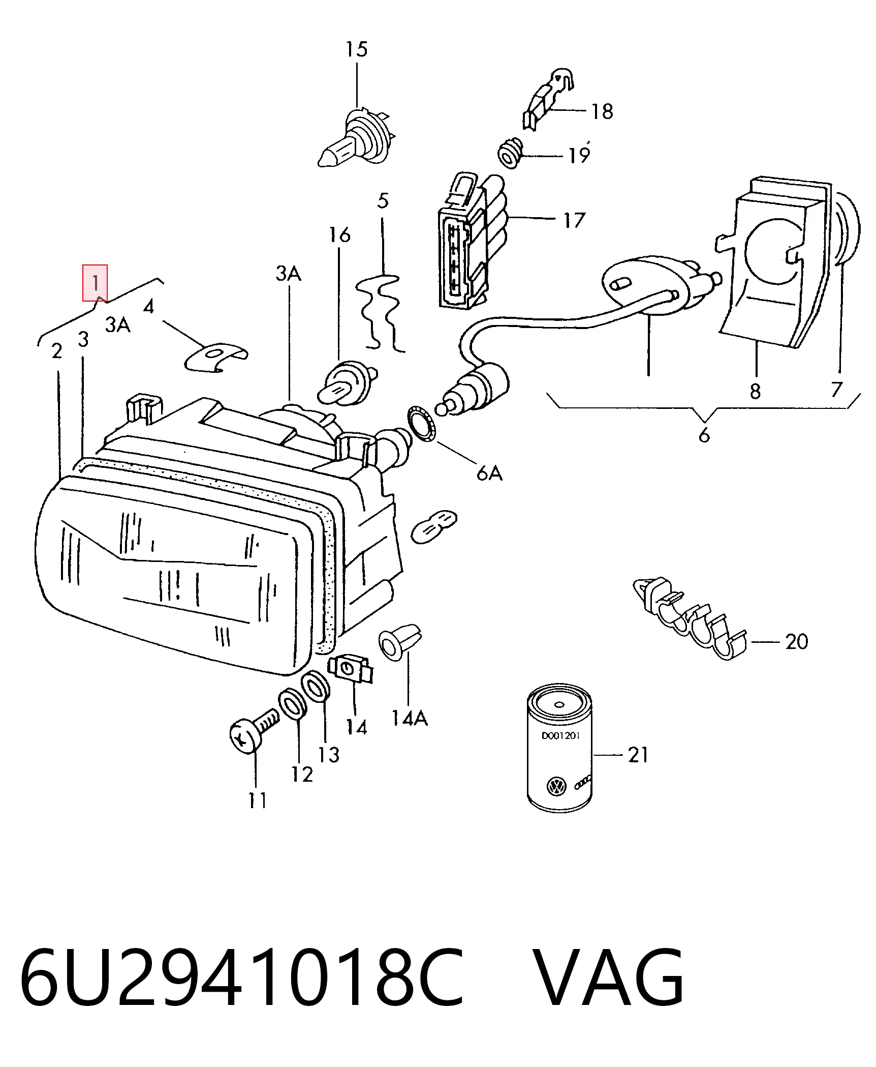Faro derecho para Skoda Felicia 6U1