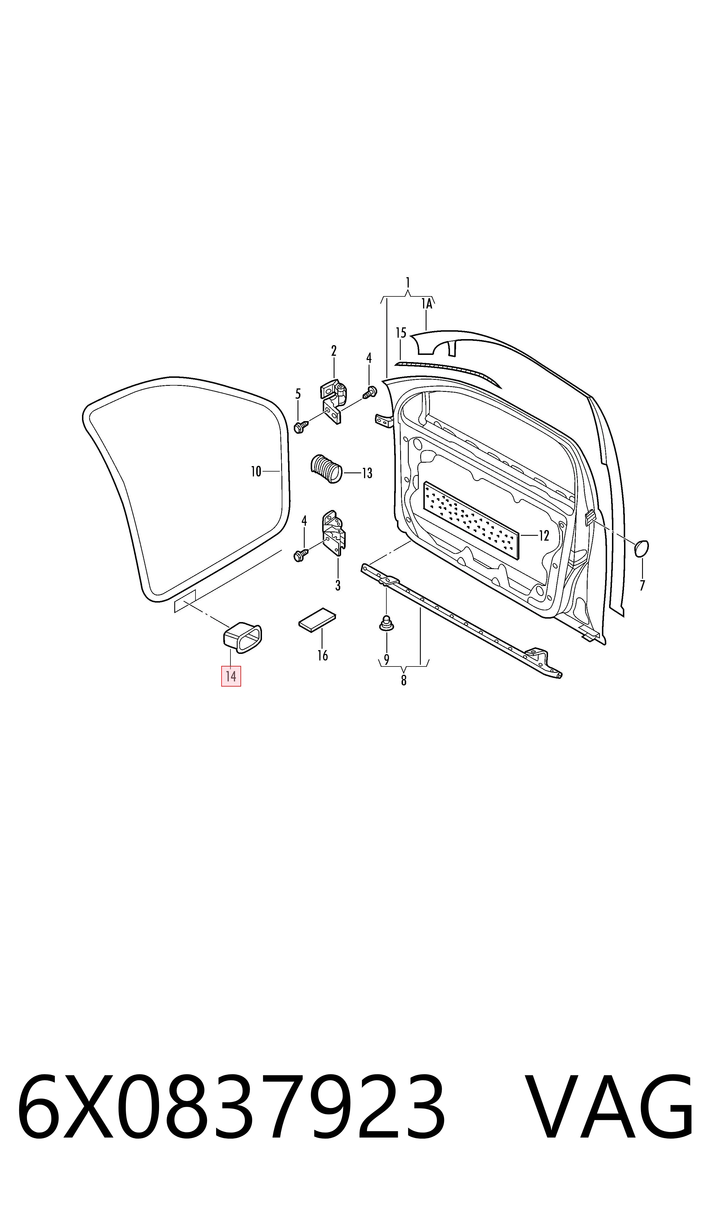 6X0837923 VAG Cubre motor