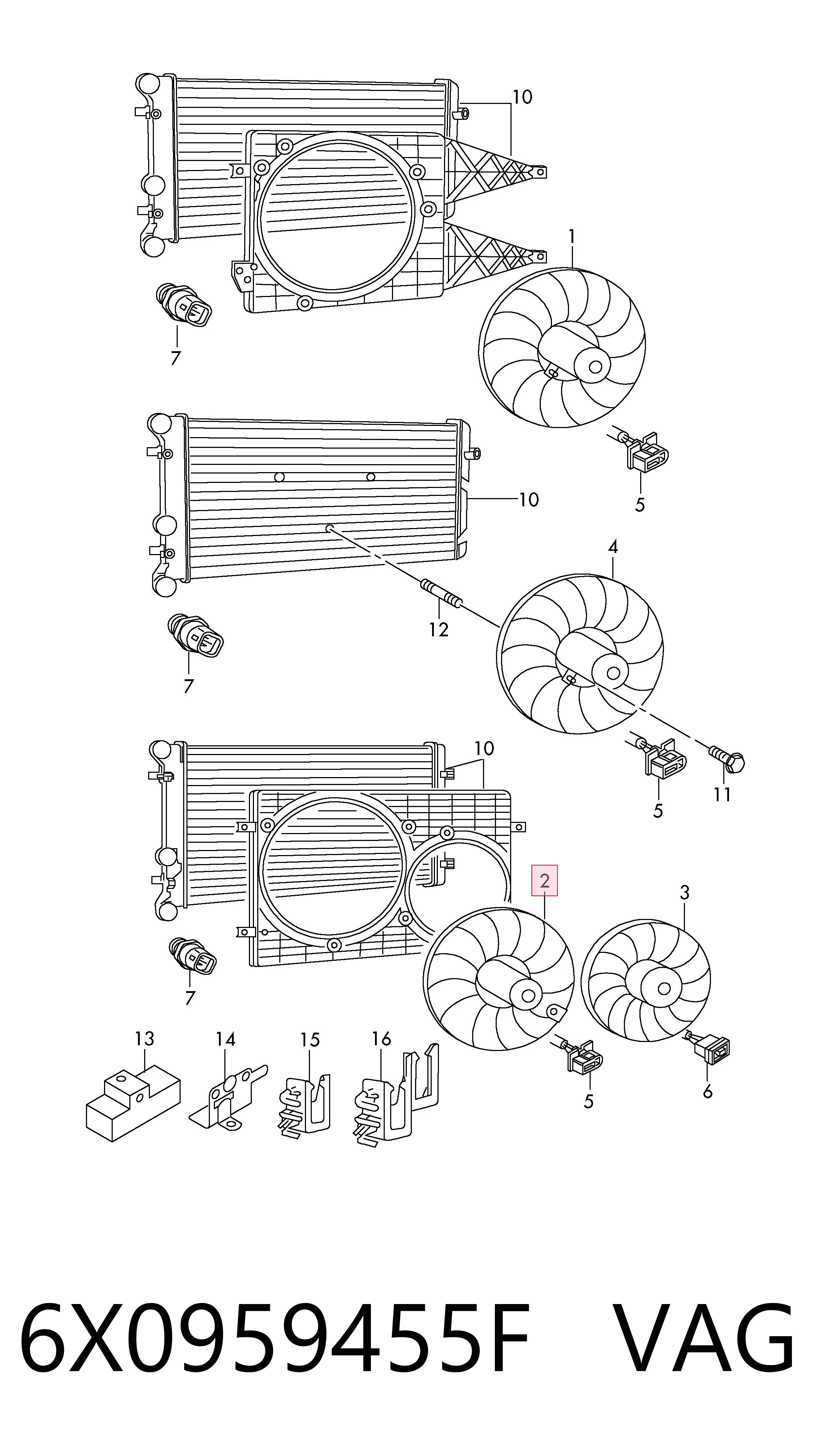 6X0959455F VAG Electroventilador del motor