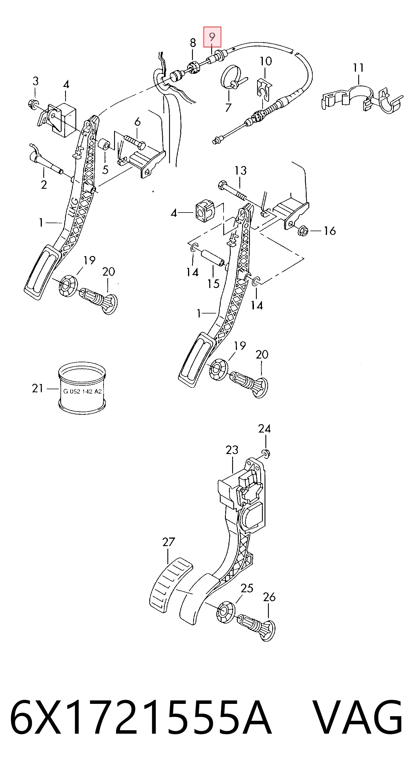 Cable del acelerador Volkswagen Caddy II (1995-2004)