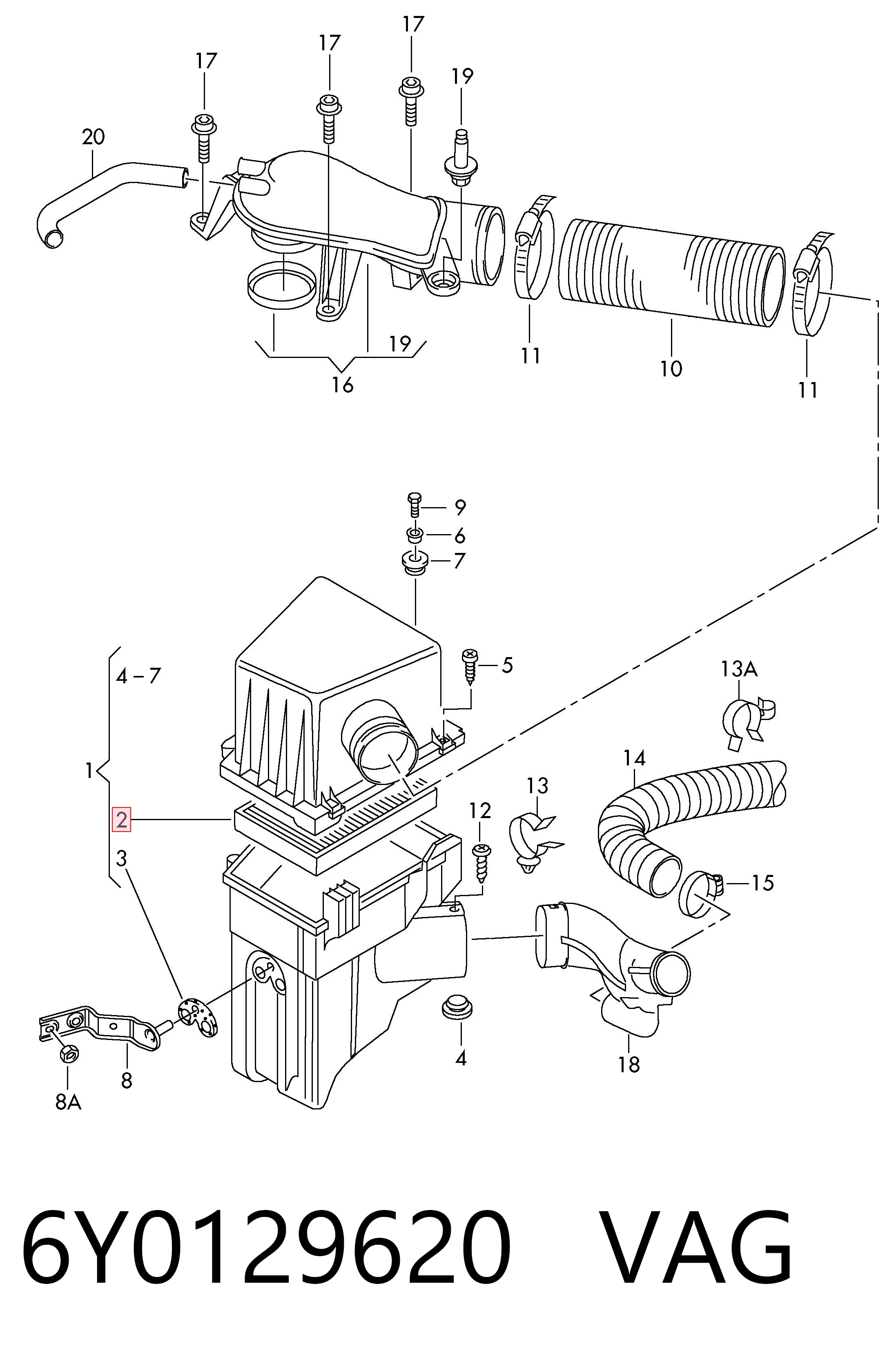 6Y0129620 VAG Filtro de aire de motor