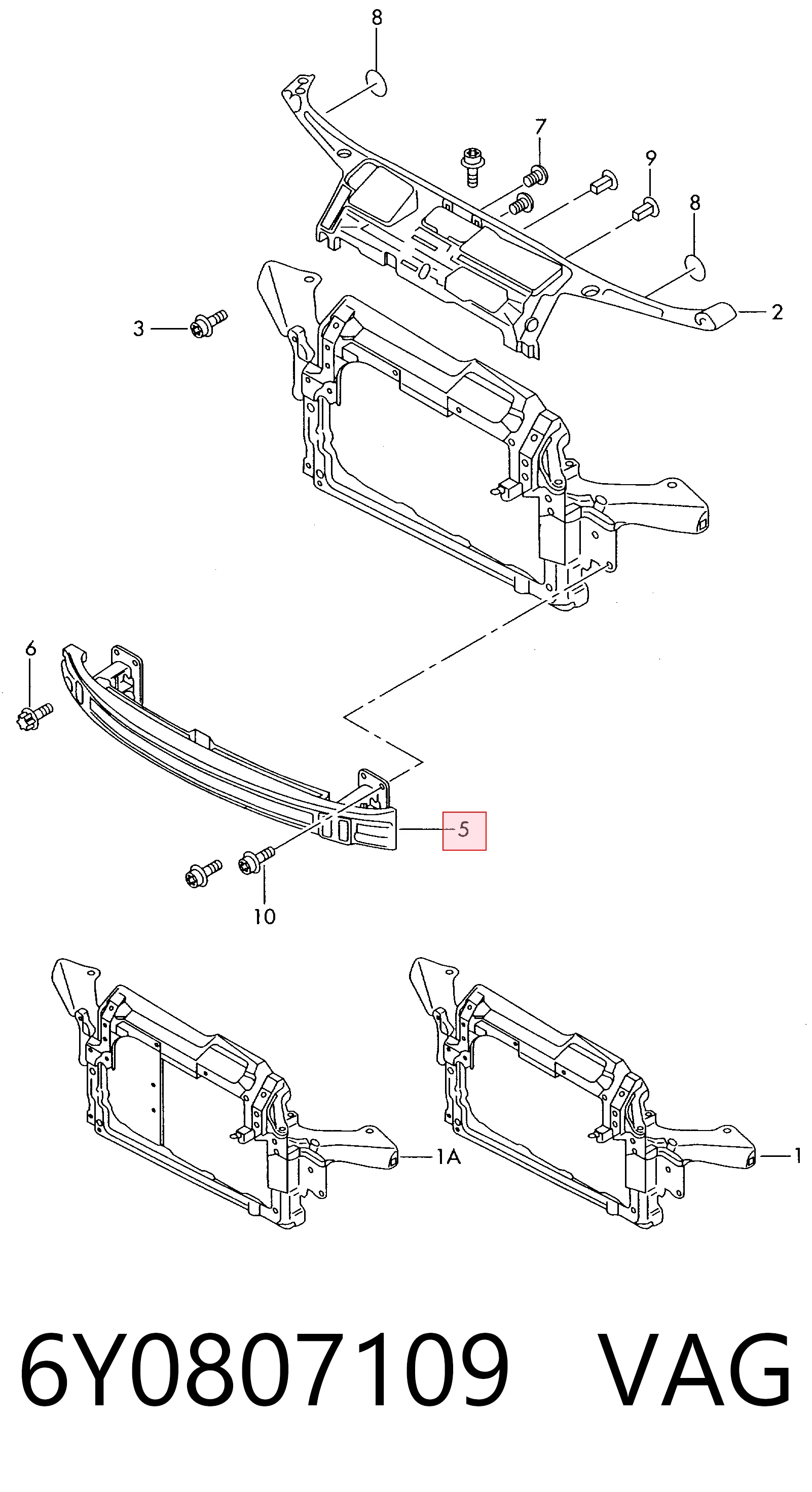 Refuerzo de parachoques delantero Skoda Fabia I familiar (6Y5) (2000 - 2007) precio, desde 58,08 EUR