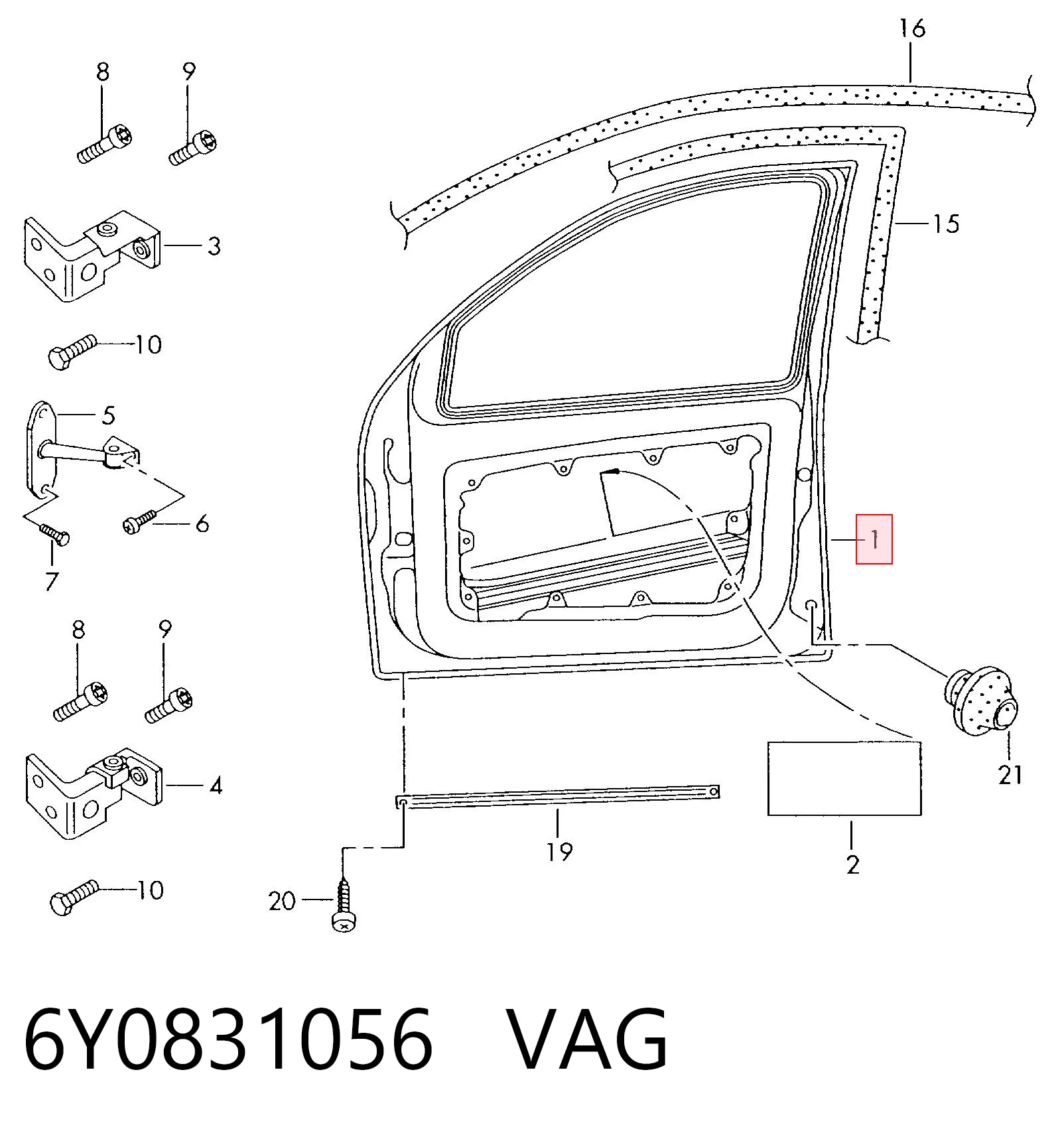 6Y0831056 VAG Puerta delantera derecha