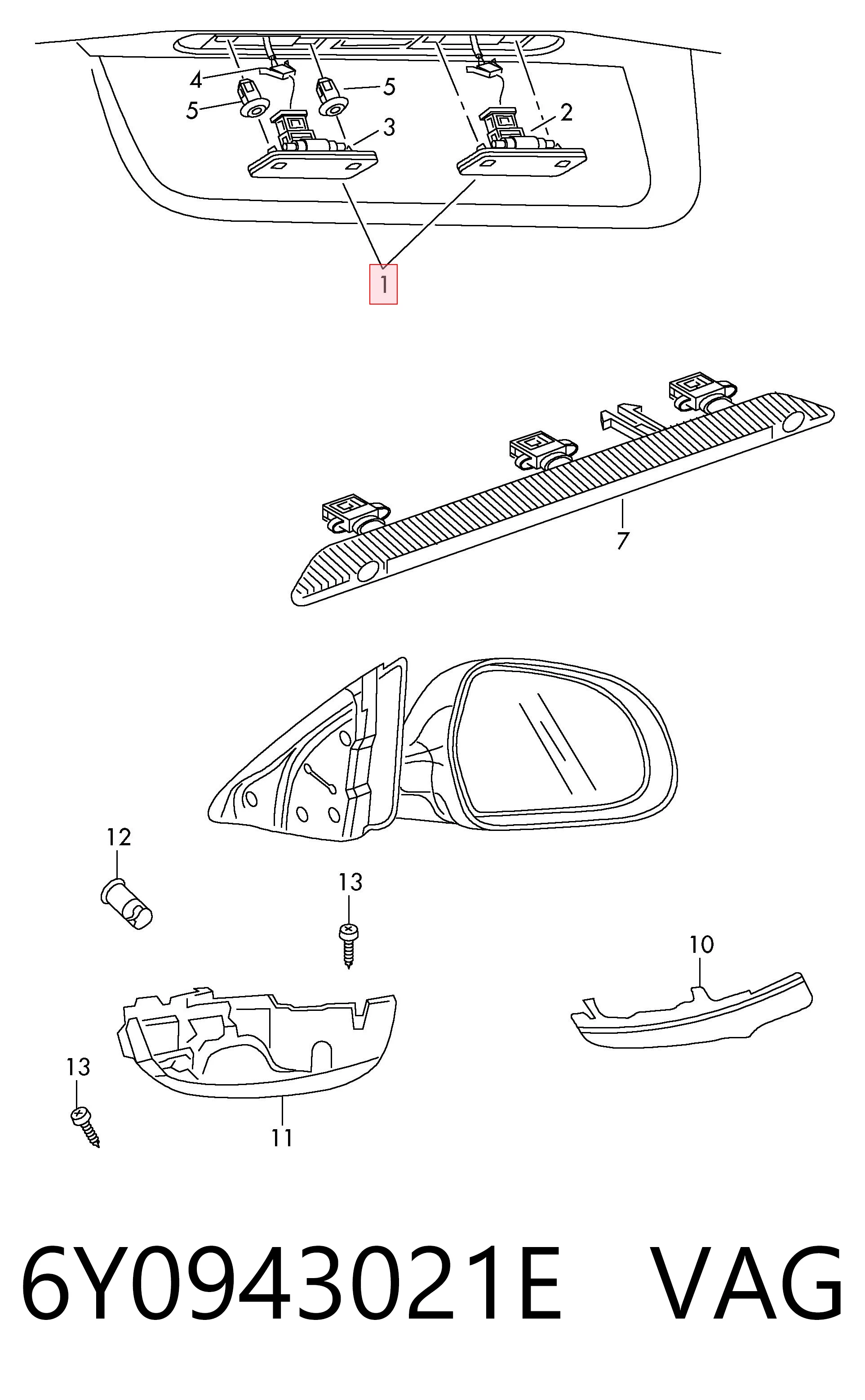 6Y0943021E VAG Luz de matricula