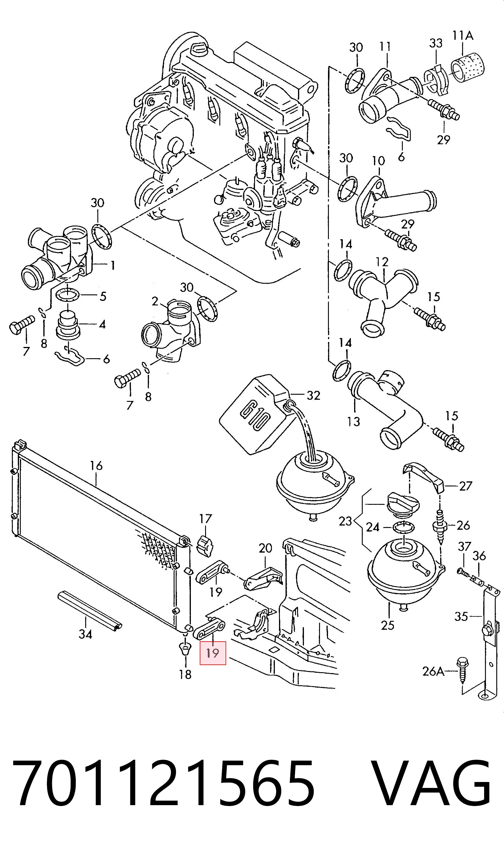 701121565 VAG Soporte izquierdo del radiador