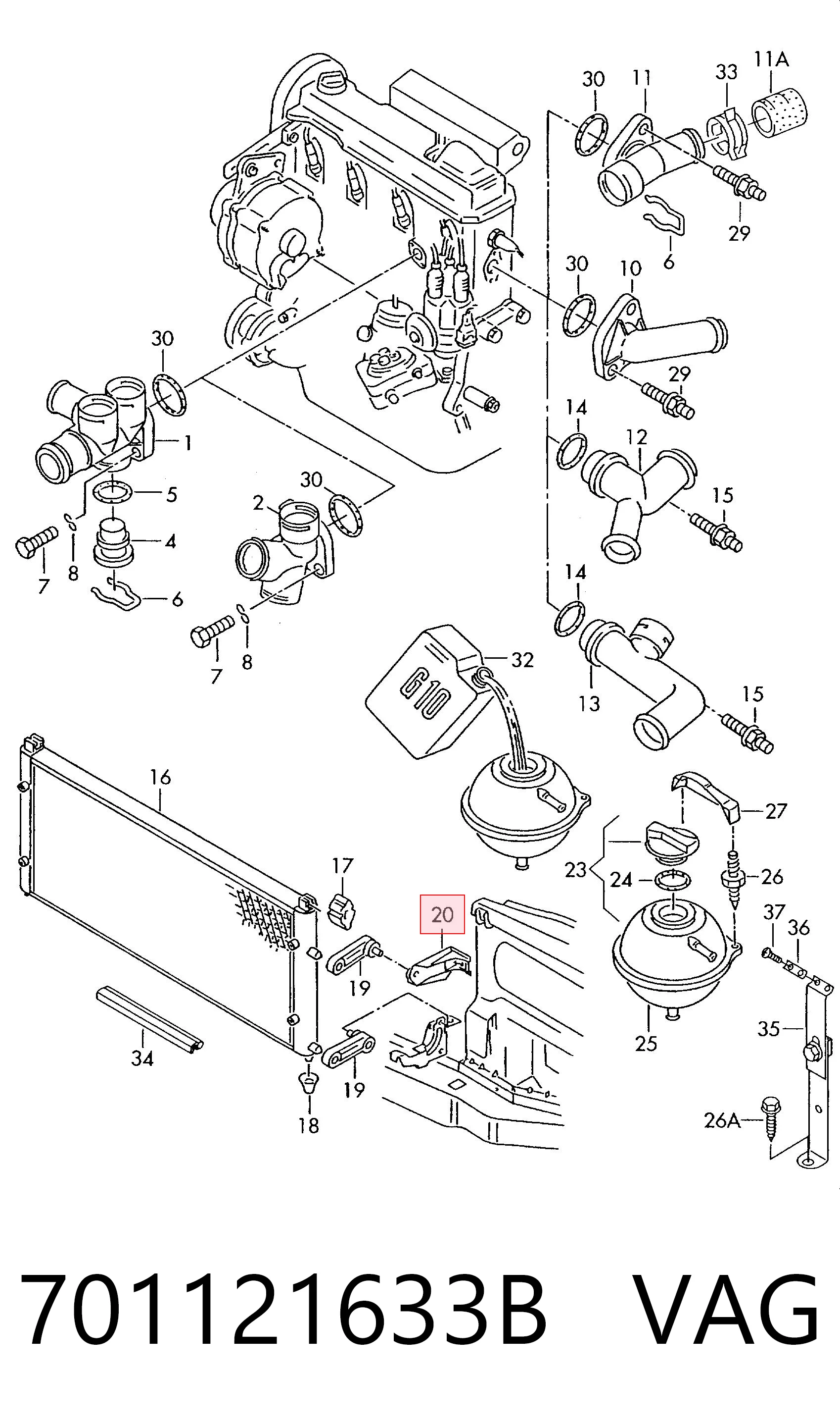 701121633B VAG Soporte de montaje de faros delantero izquierdo