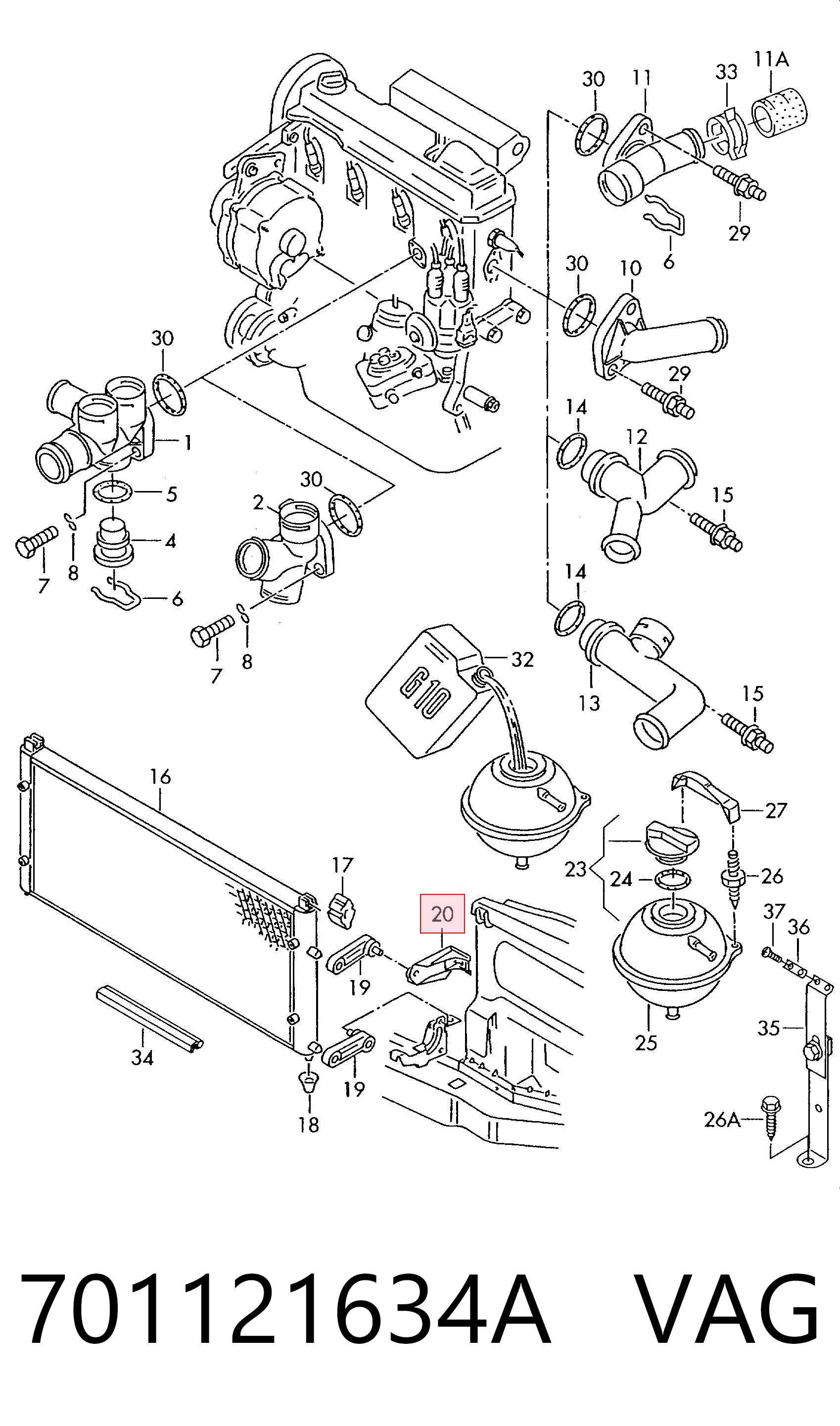 701121634A VAG Soporte superior derecho del radiador