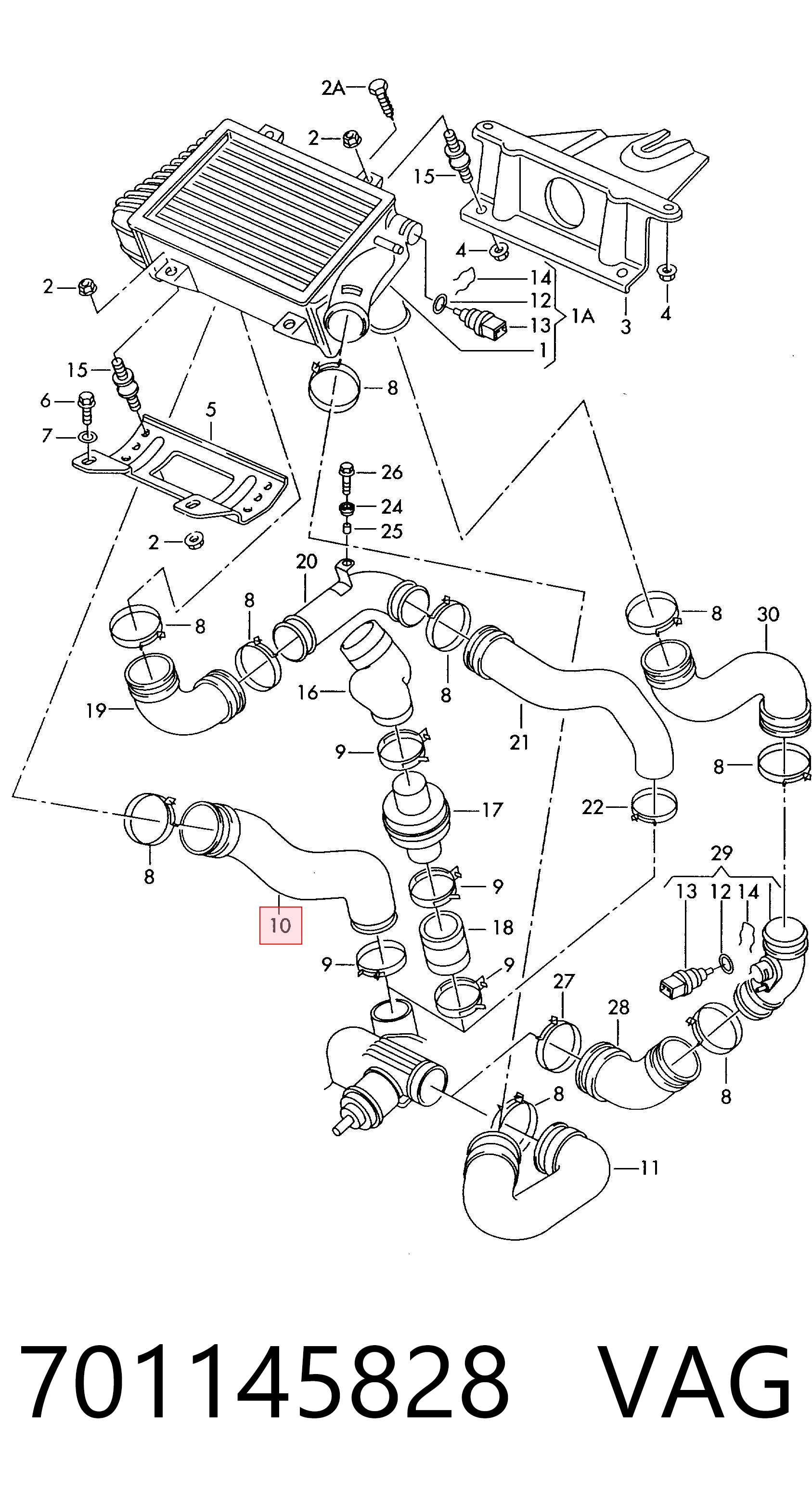 701145828 VAG Manguera del intercooler
