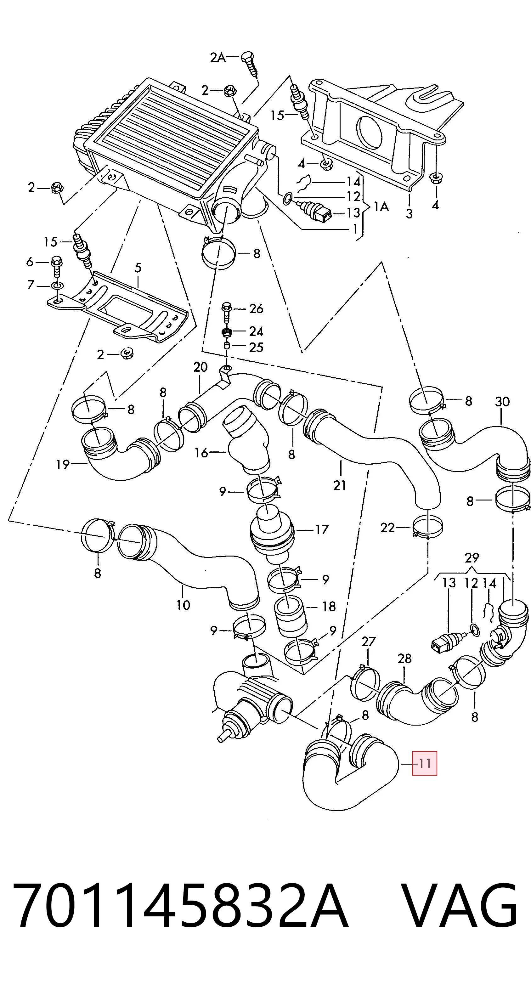 701145832A VAG Manguera del intercooler