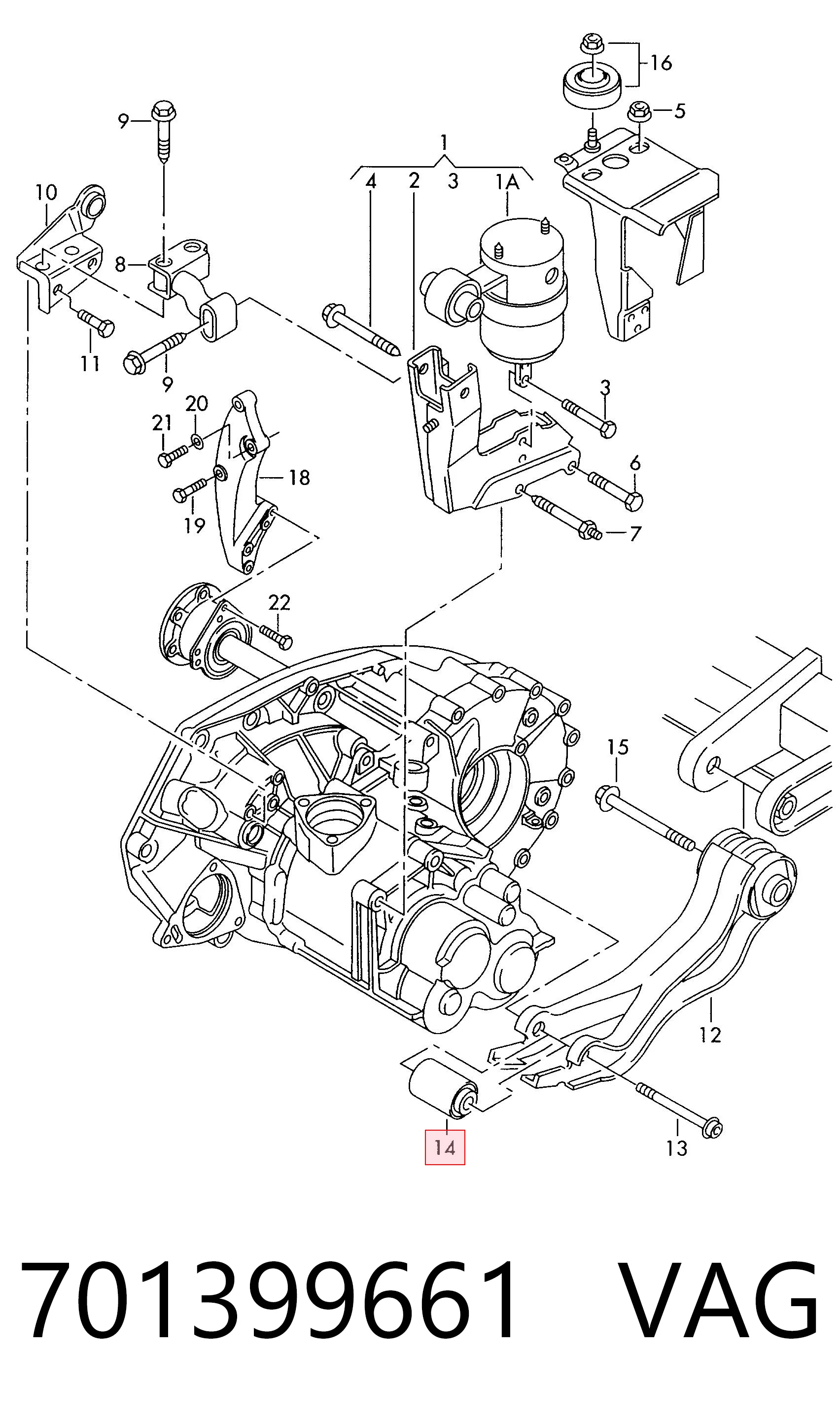 701399661 VAG Soporte izquierdo de motor con silentblock