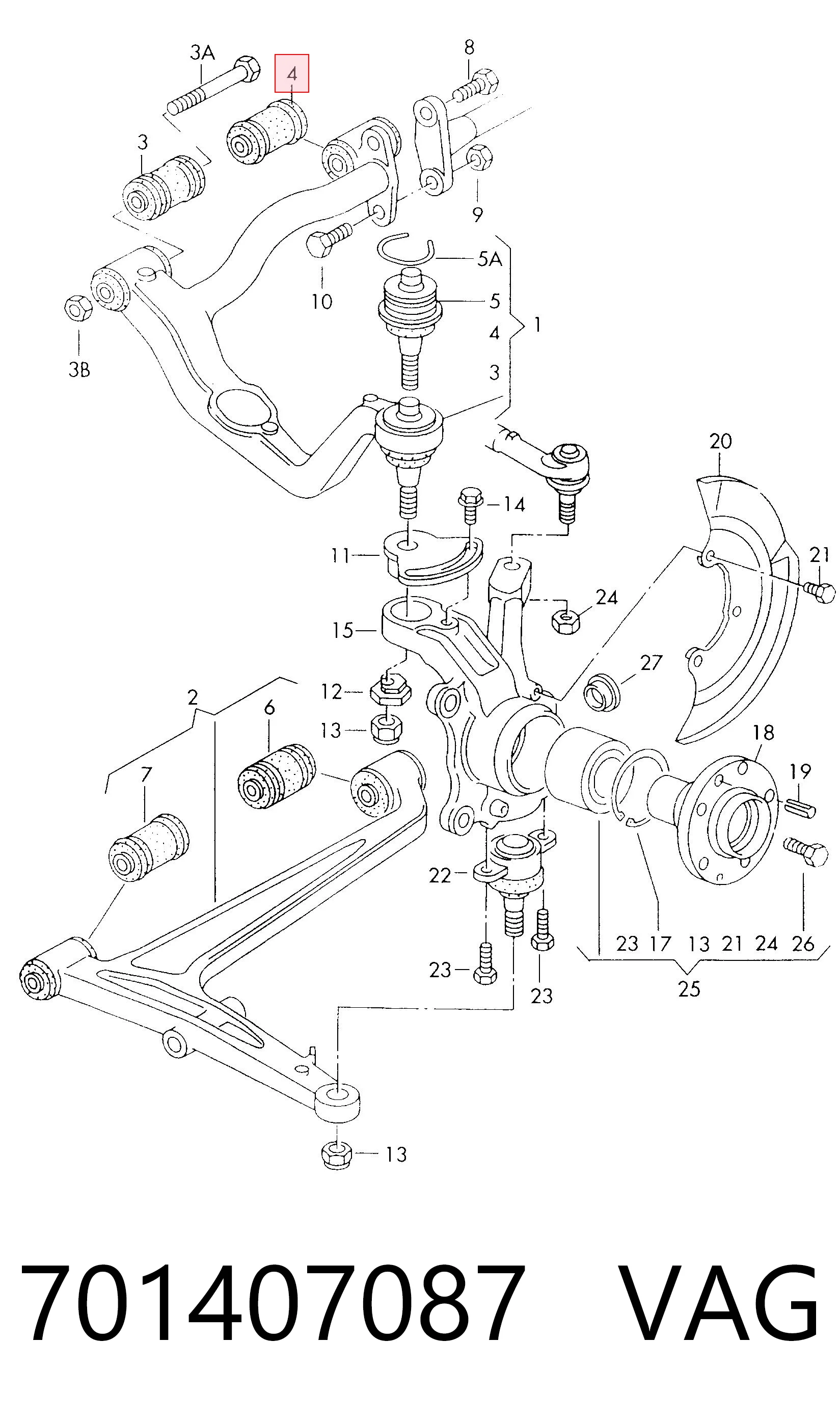 Buje del brazo de suspensión delantero superior VAG 701407087 precio, desde 5,66 EUR