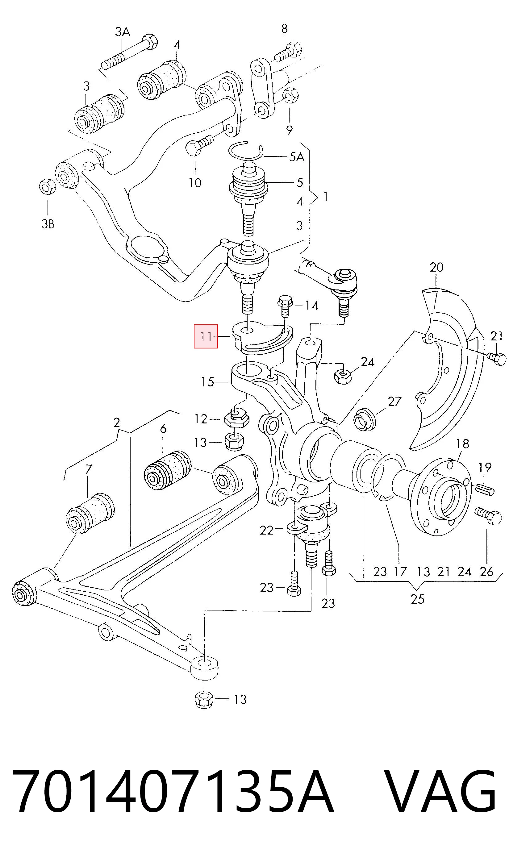 701407135A VAG Tapa de rejilla de faro antiniebla delantero izquierdo