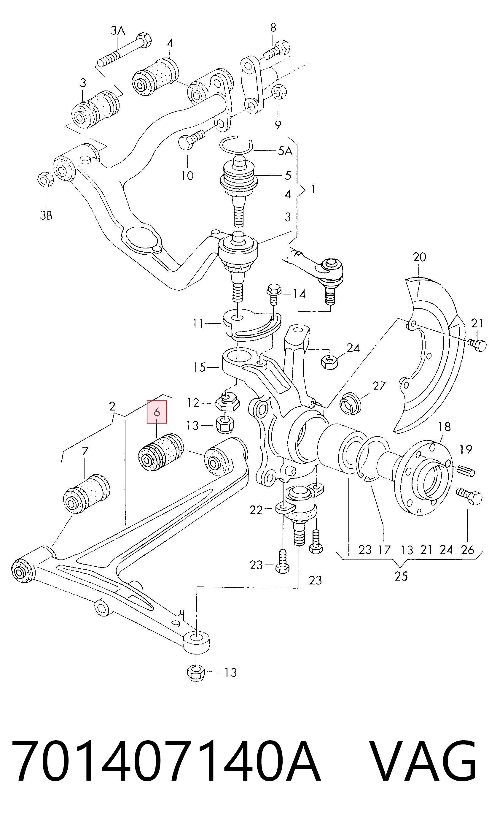 Silentblock de brazo de suspensión delantero inferior Volkswagen Transporter  (1990-2004)