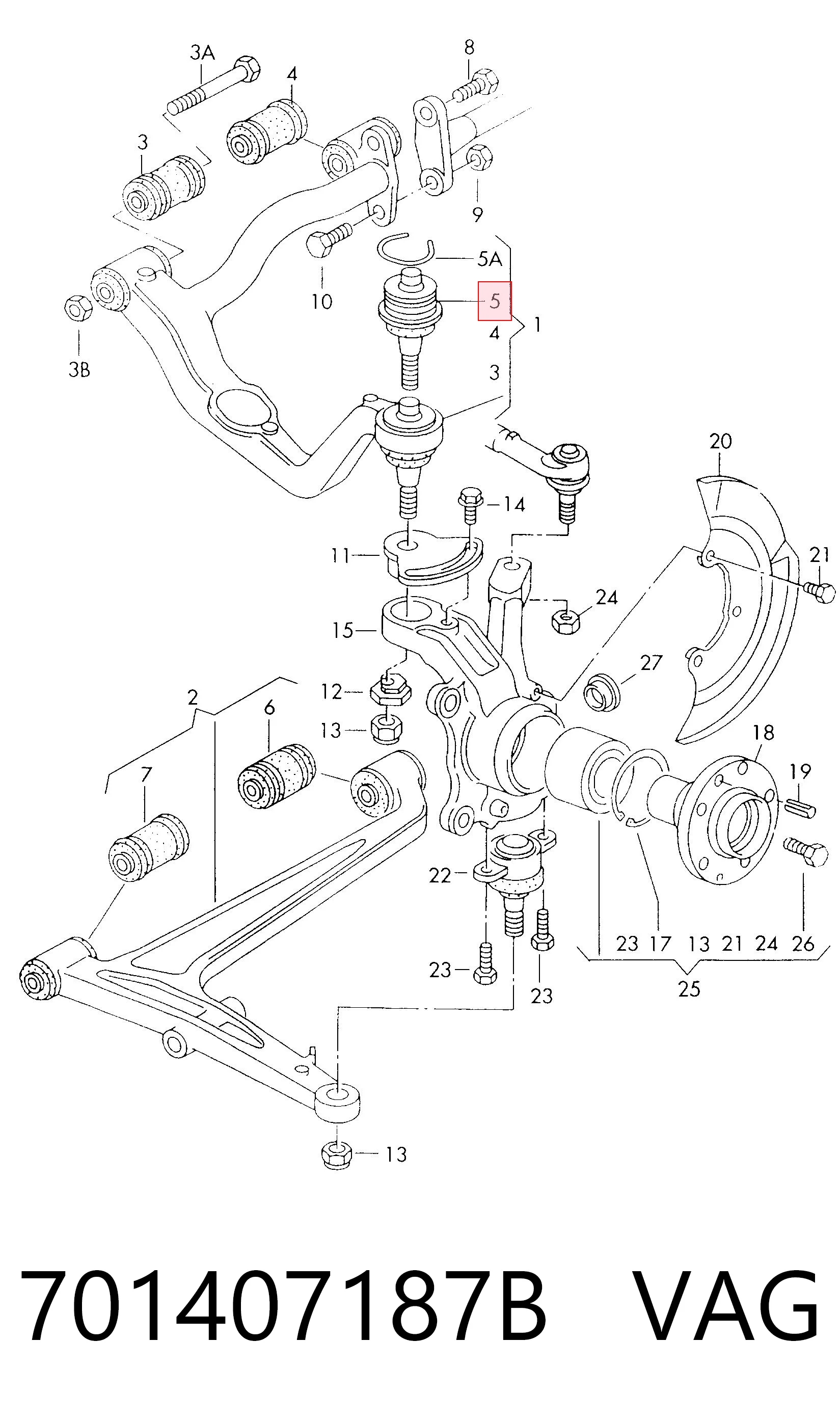 701407187B VAG Rótula de suspensión superior