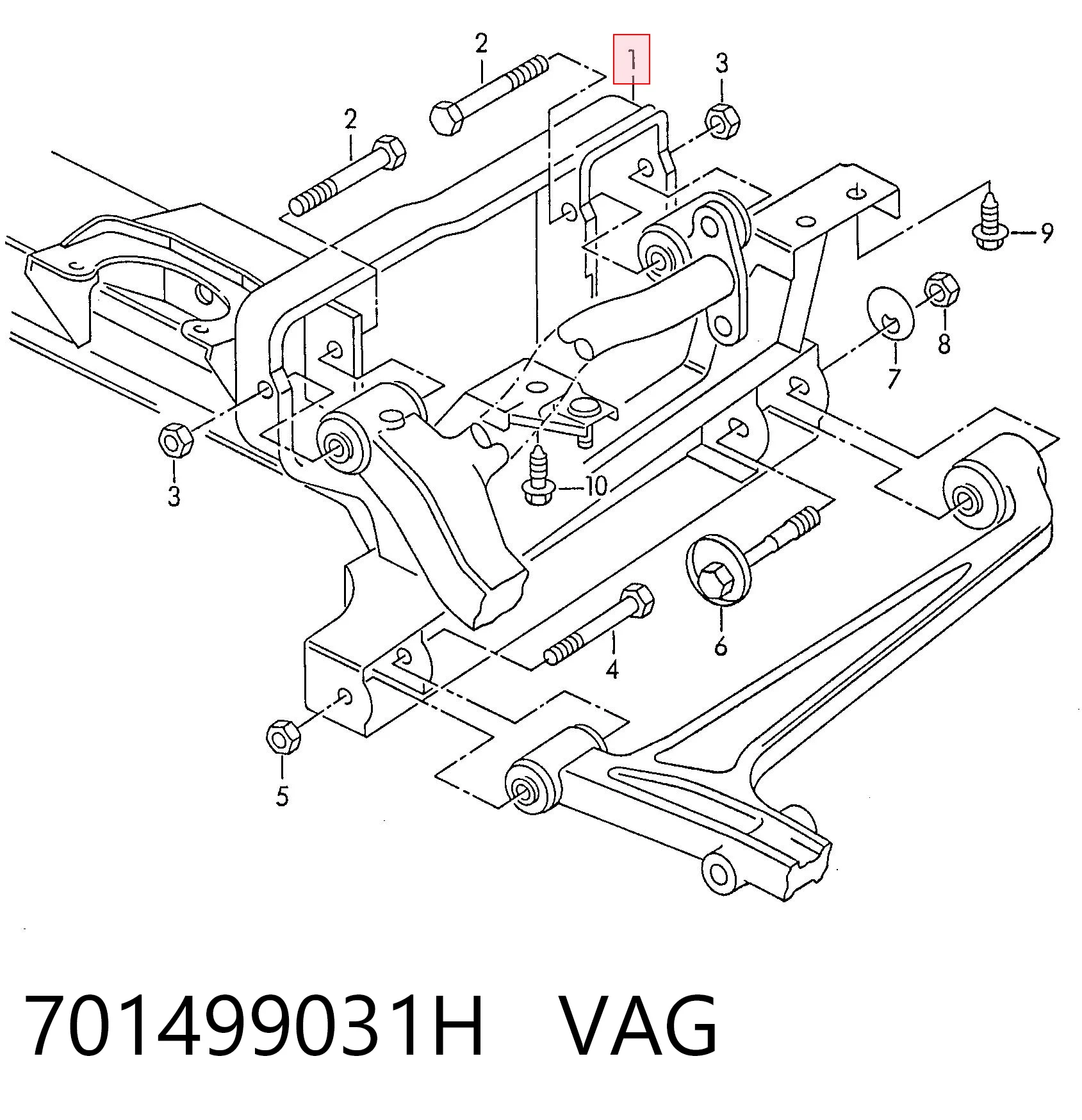 Comprar Subchasis delantero soporte motor Volkswagen Transporter 70B, 70C, 7DB, 7DK, 70J, 70K, 7DC, 7DJ a bajo precio