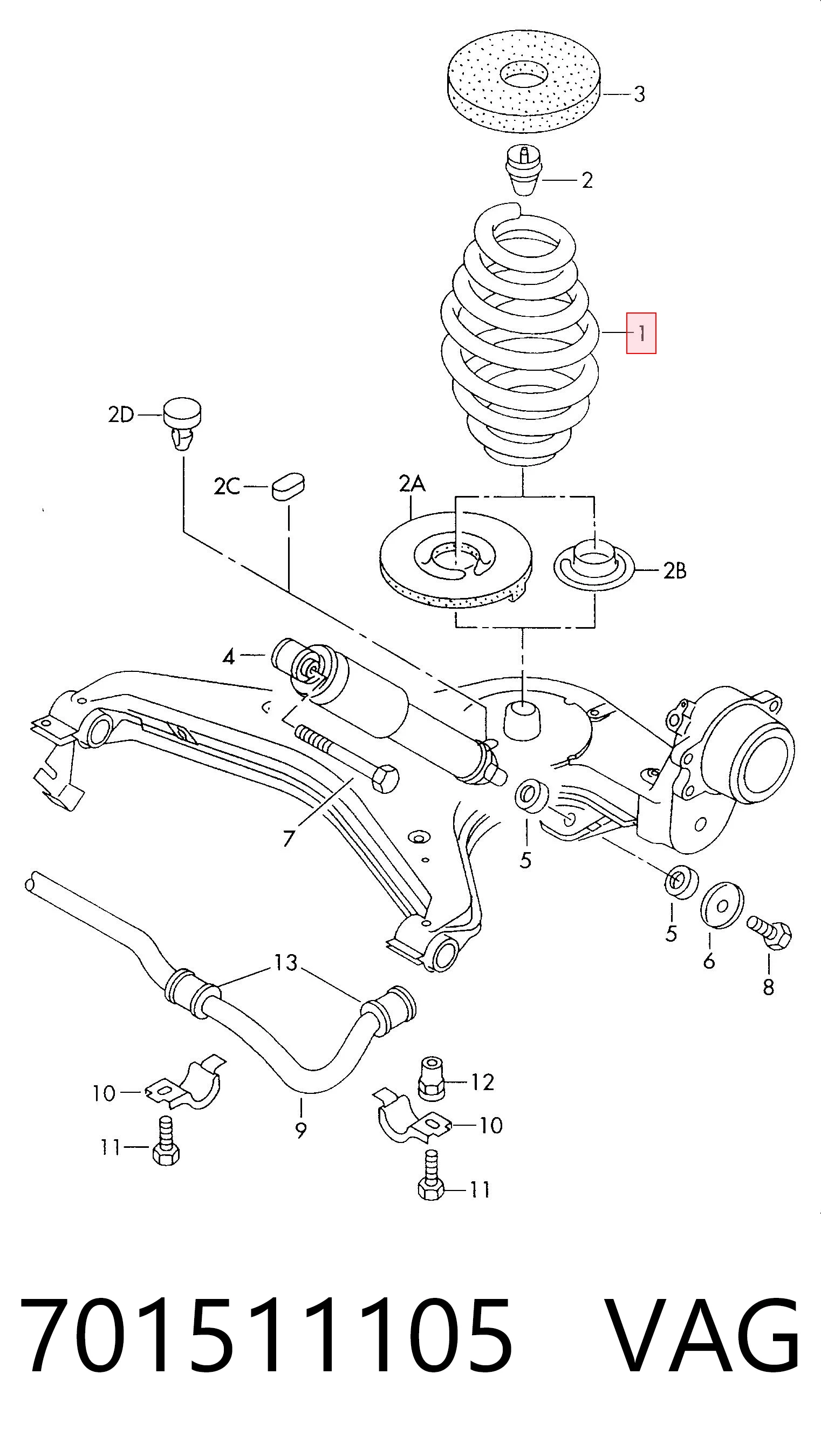 Muelle de suspensión trasero VAG 701511105 precio, desde 90,72 EUR