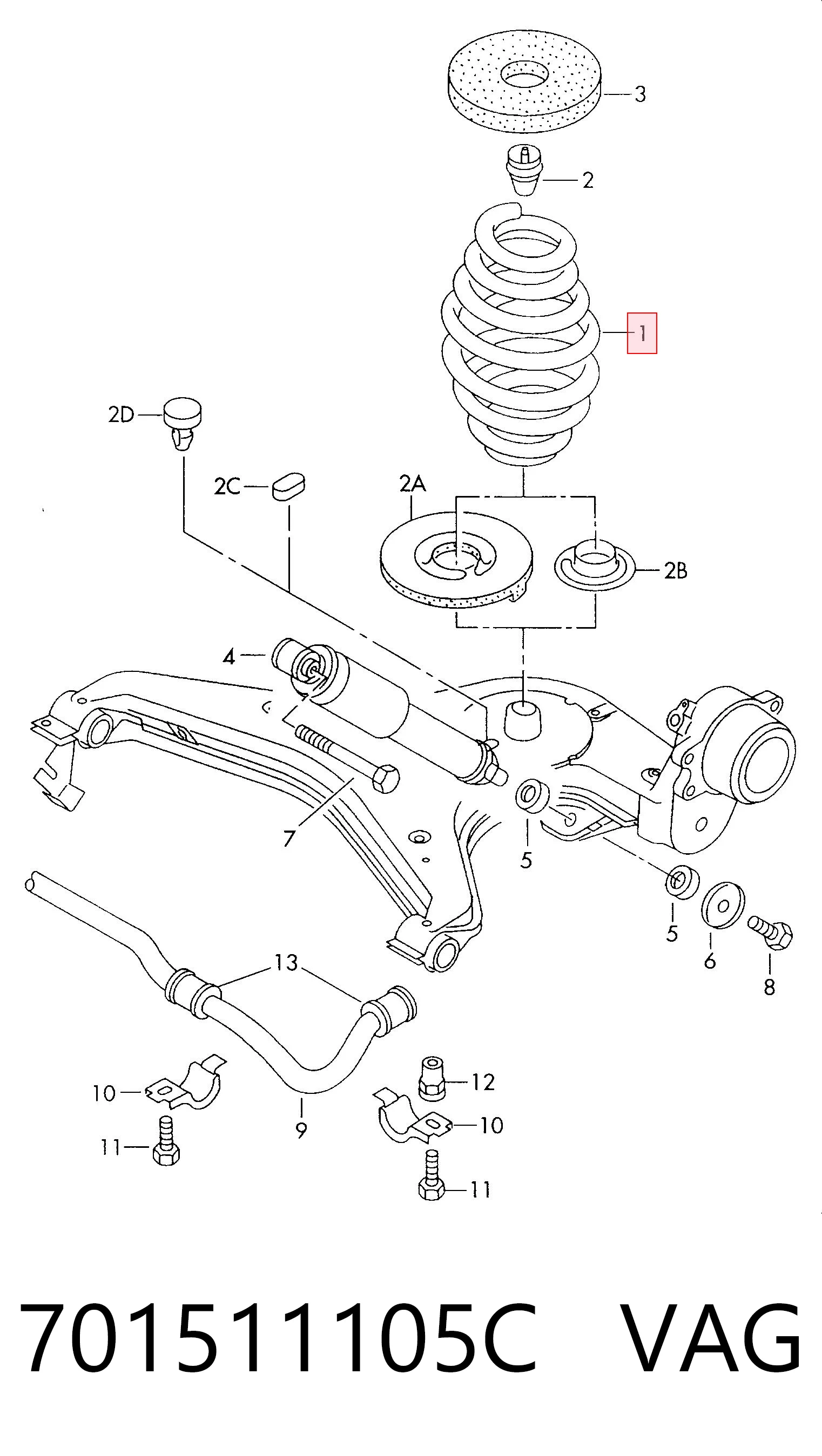 701511105C VAG Muelle trasero
