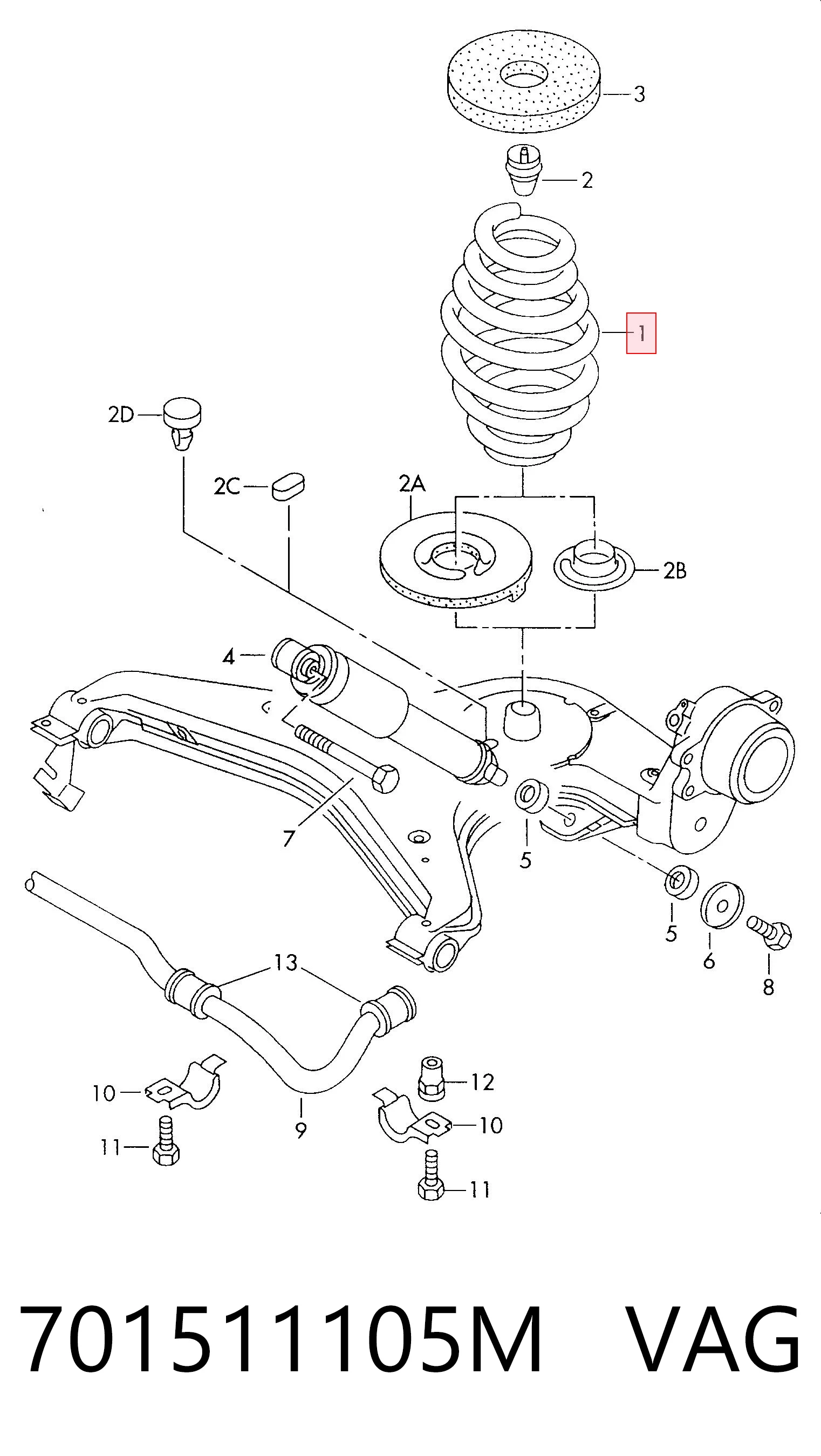 701511105M VAG Muelle trasero