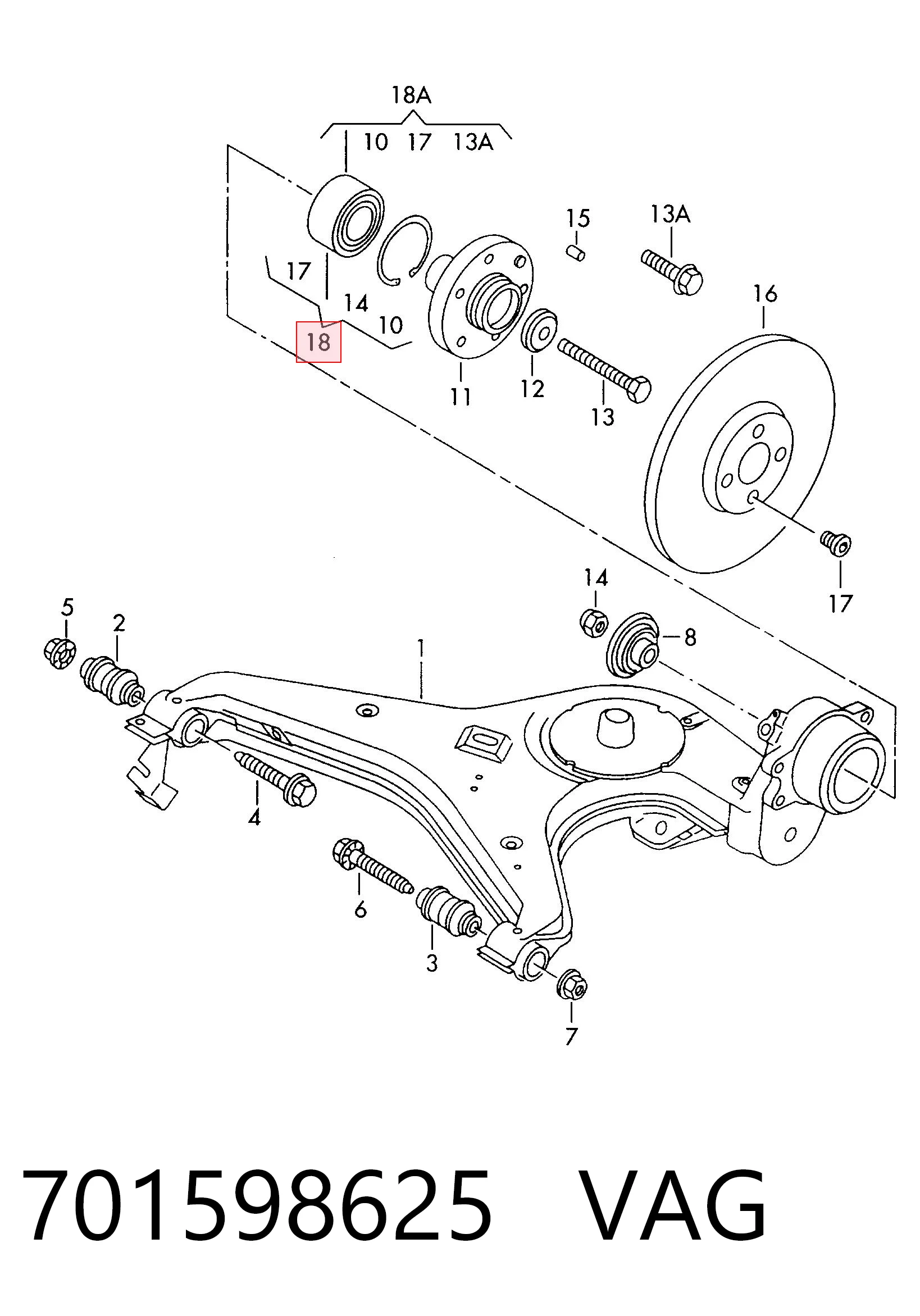 701598625 VAG Rodamiento de rueda trasera
