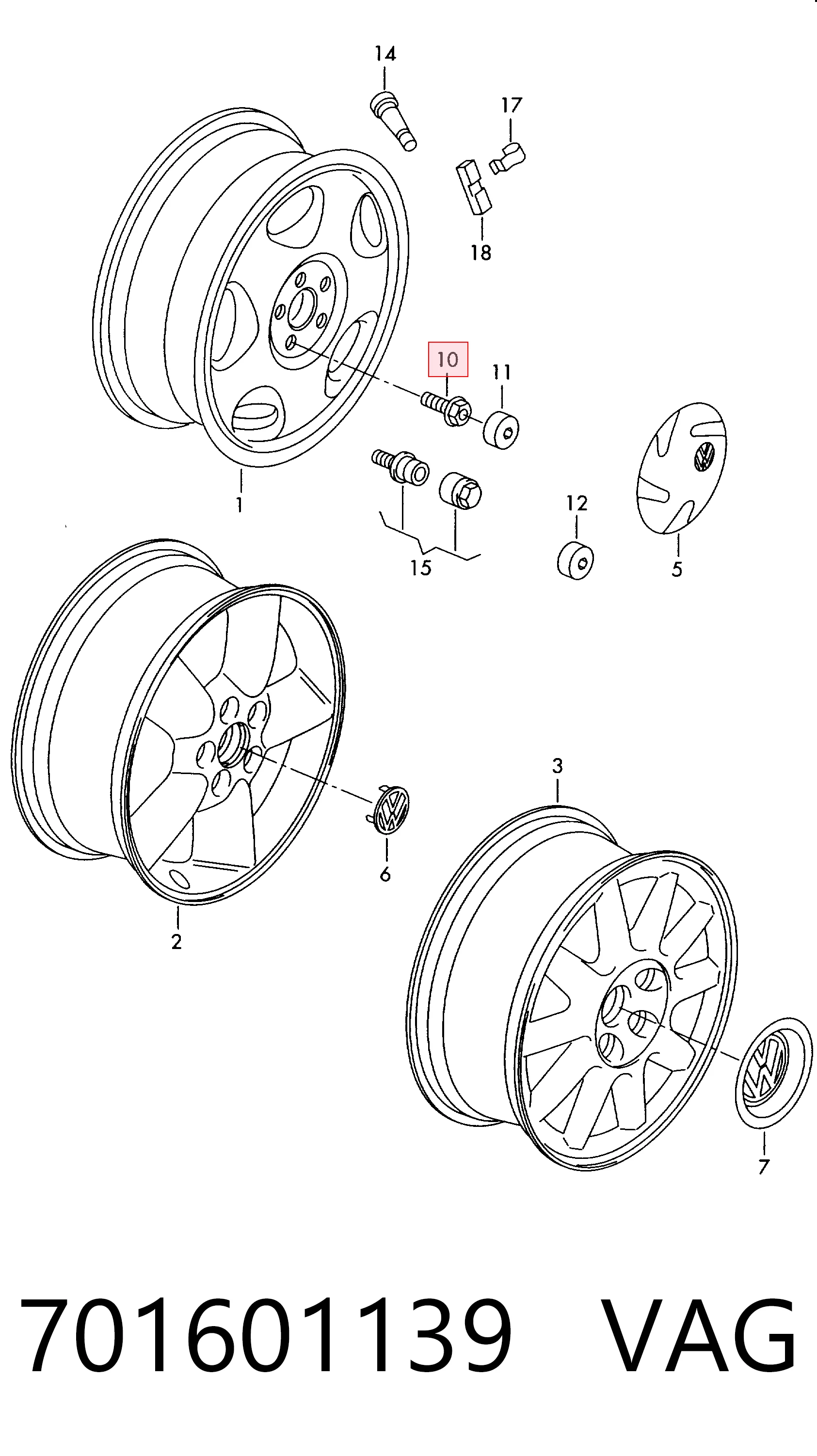 Tornillo de seguridad para llantas Seat Alhambra  (7V8, 7V9)