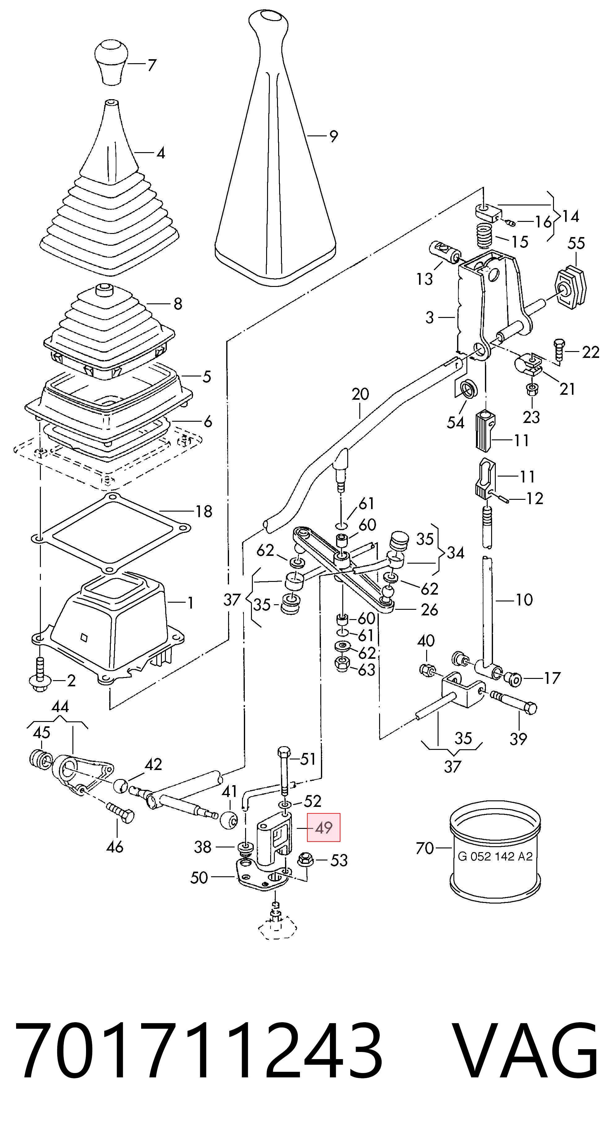 701711243 VAG Soporte de la palanca selectora de la caja de cambios