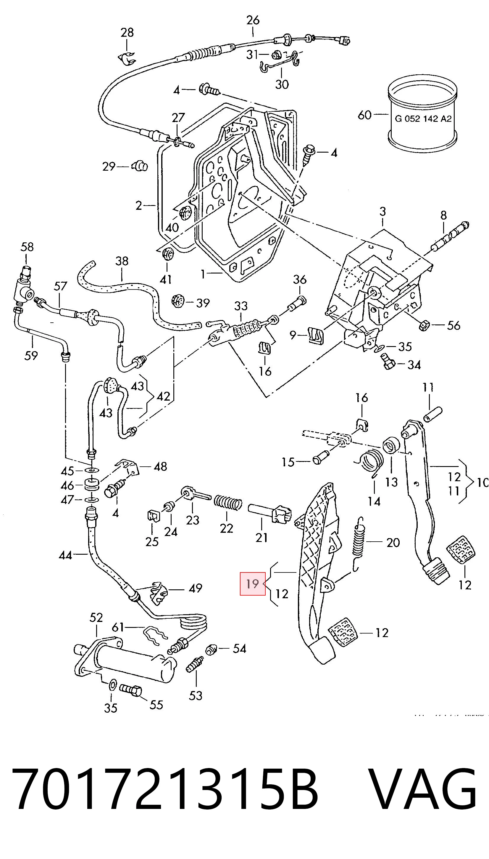 701721315B VAG Pedal del embrague