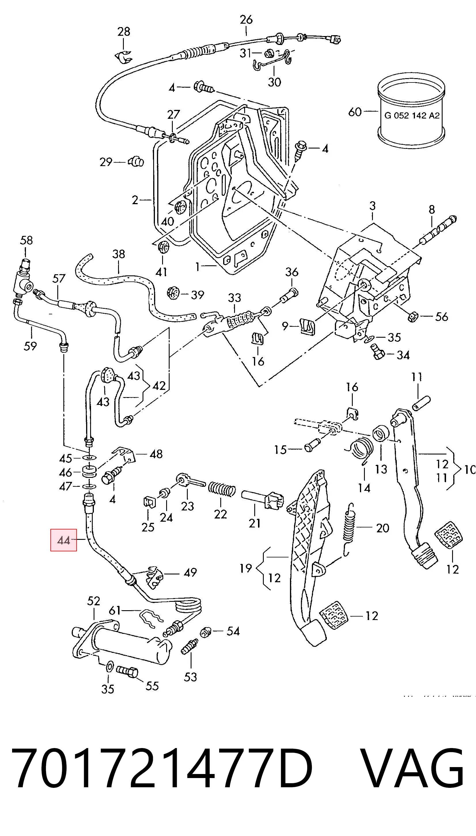 701721477D VAG Tubo flexible de embrague