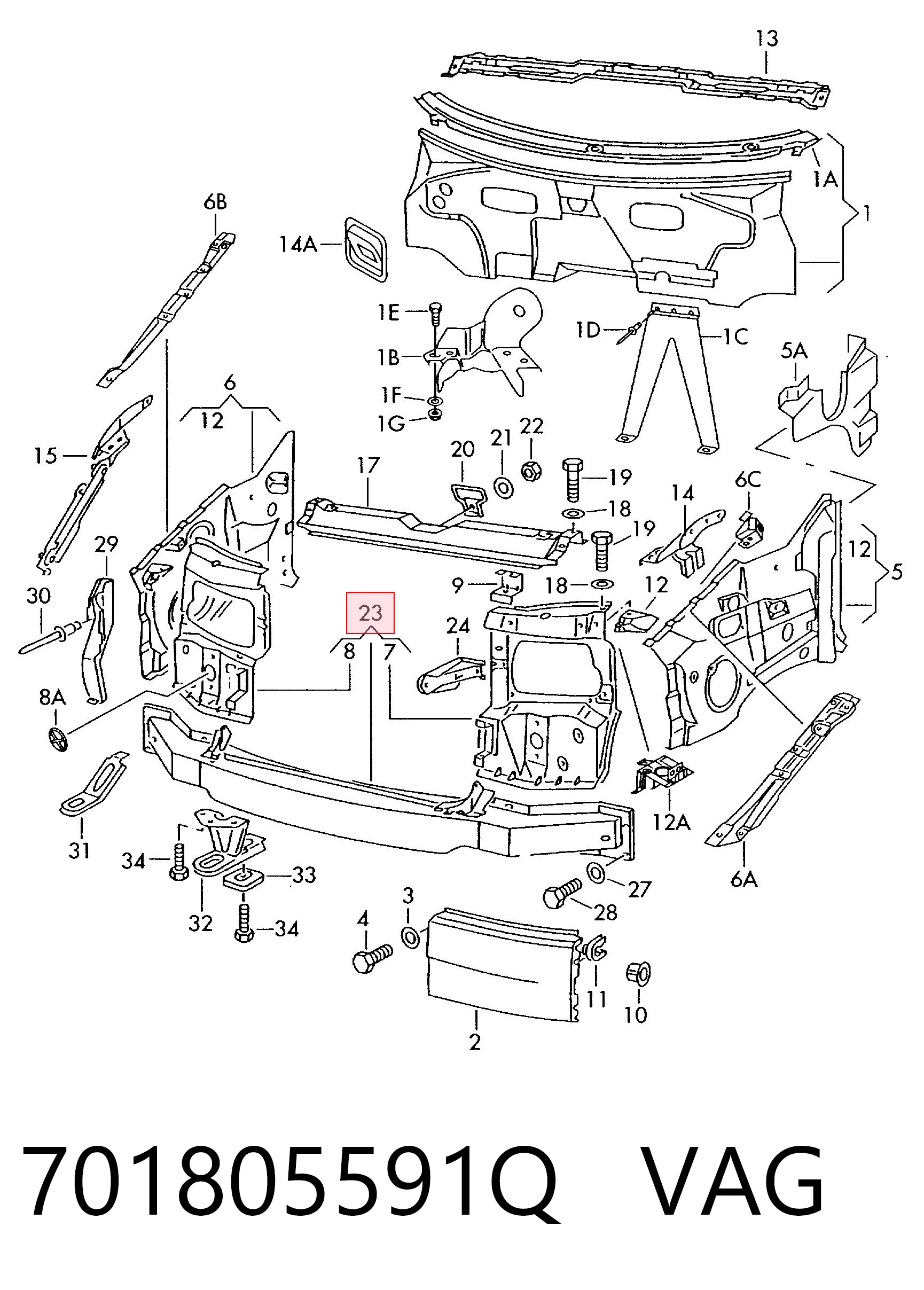  Soporte de radiador Volkswagen Transporter 