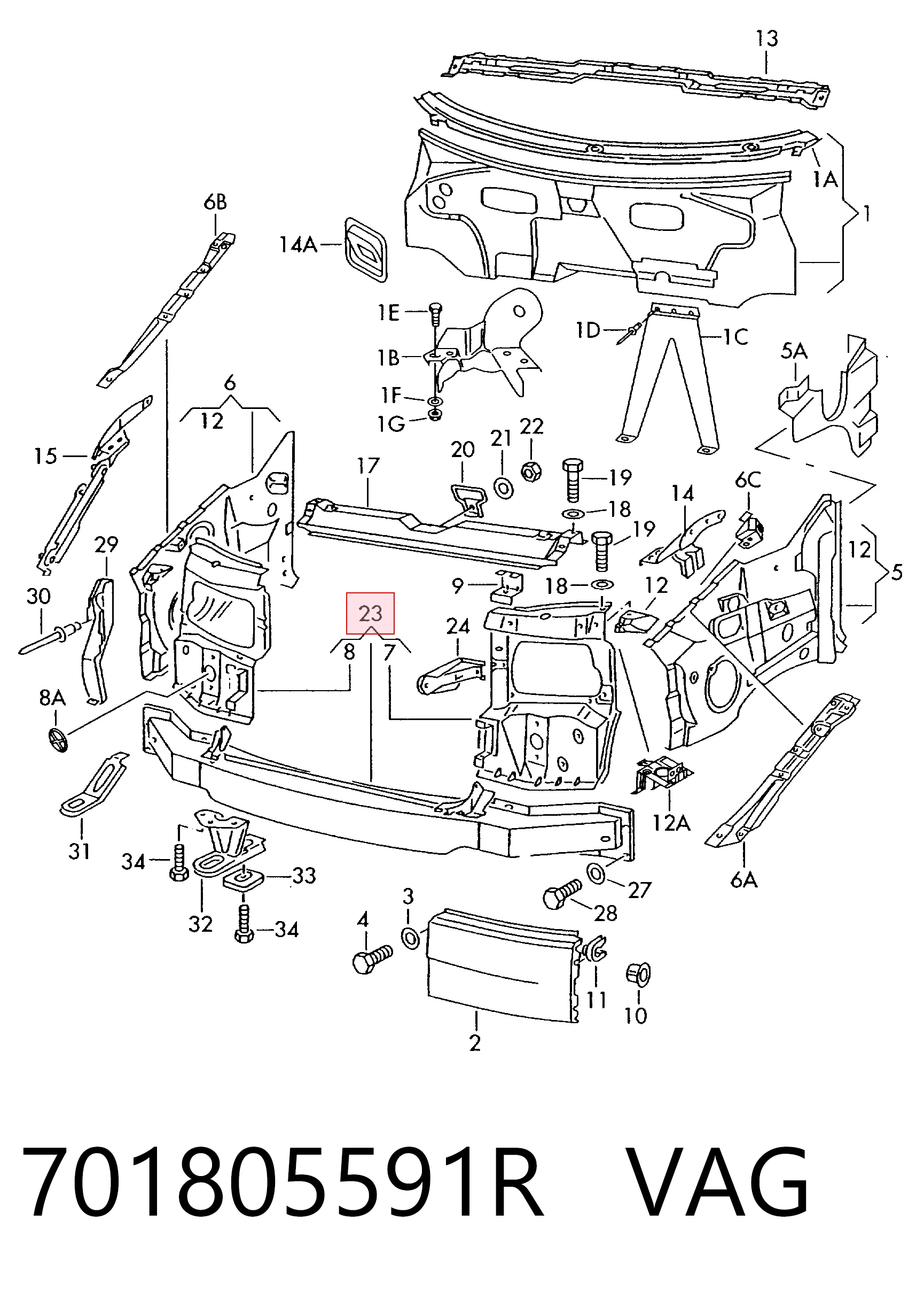 Comprar Panel de soporte del radiador y montaje de faros Volkswagen Transporter  70B, 70C, 7DB, 7DK, 70J, 70K, 7DC, 7DJ a bajo precio