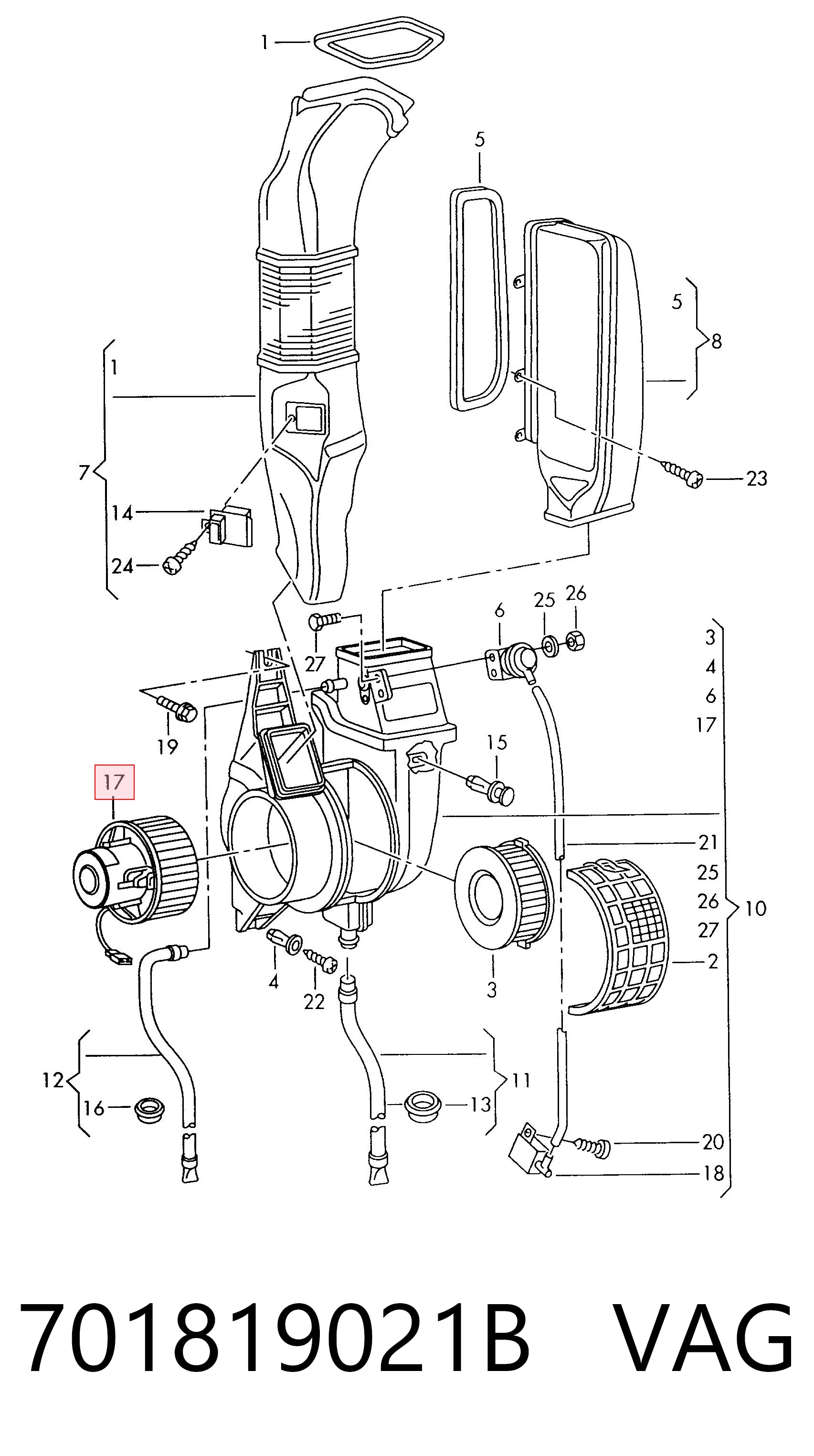 701819021B VAG Ventilador de habitáculo