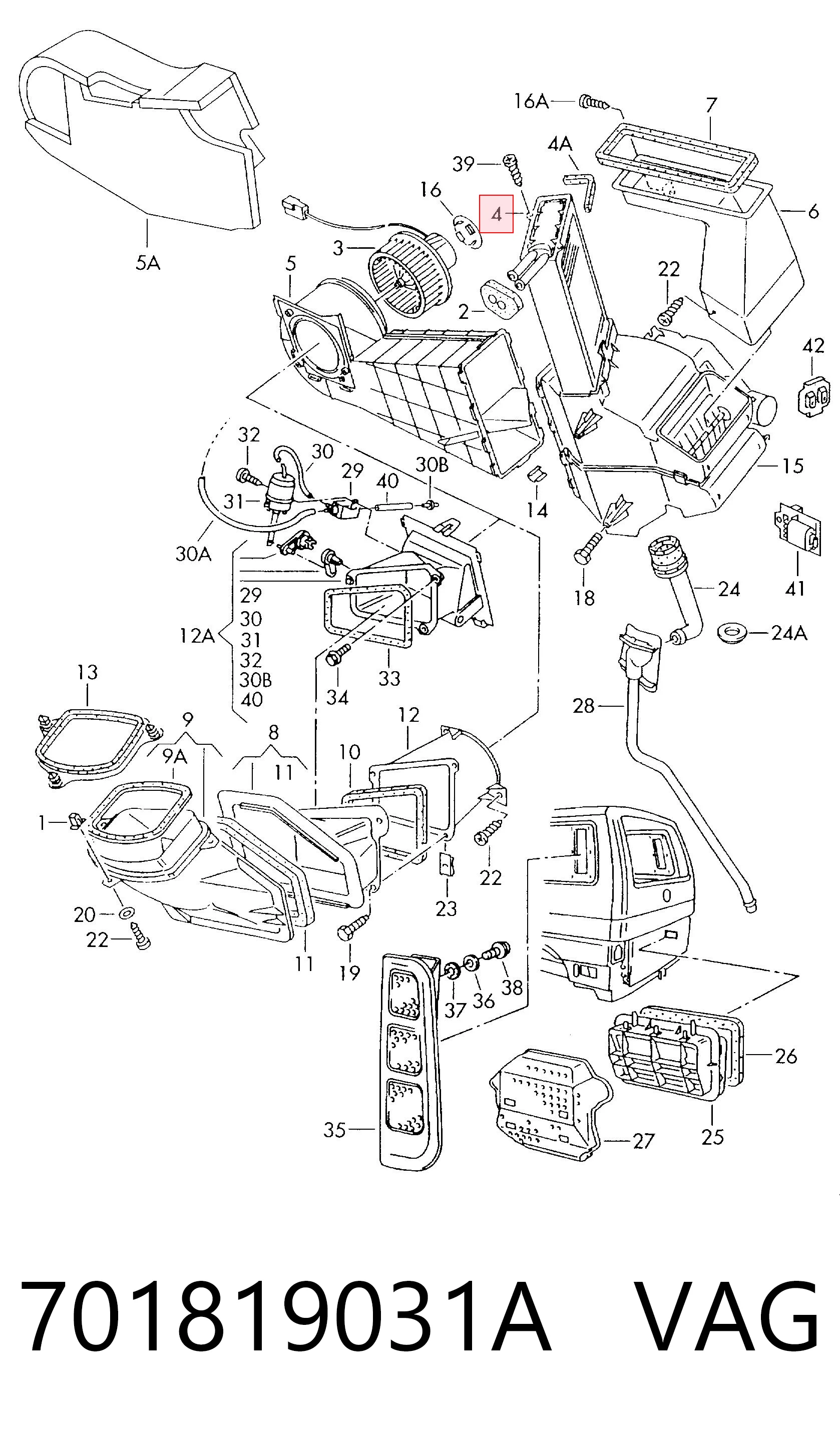 701819031A VAG Radiador interior