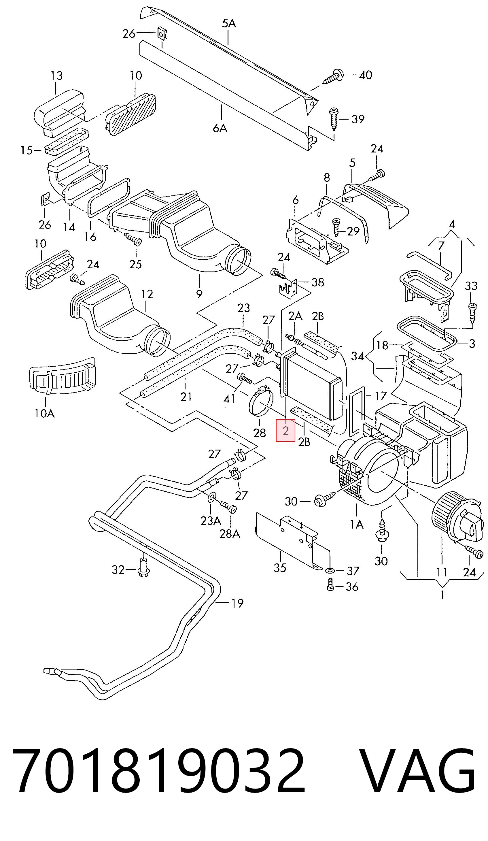 Comprar 701819032 VAG Radiador de calefacción trasero