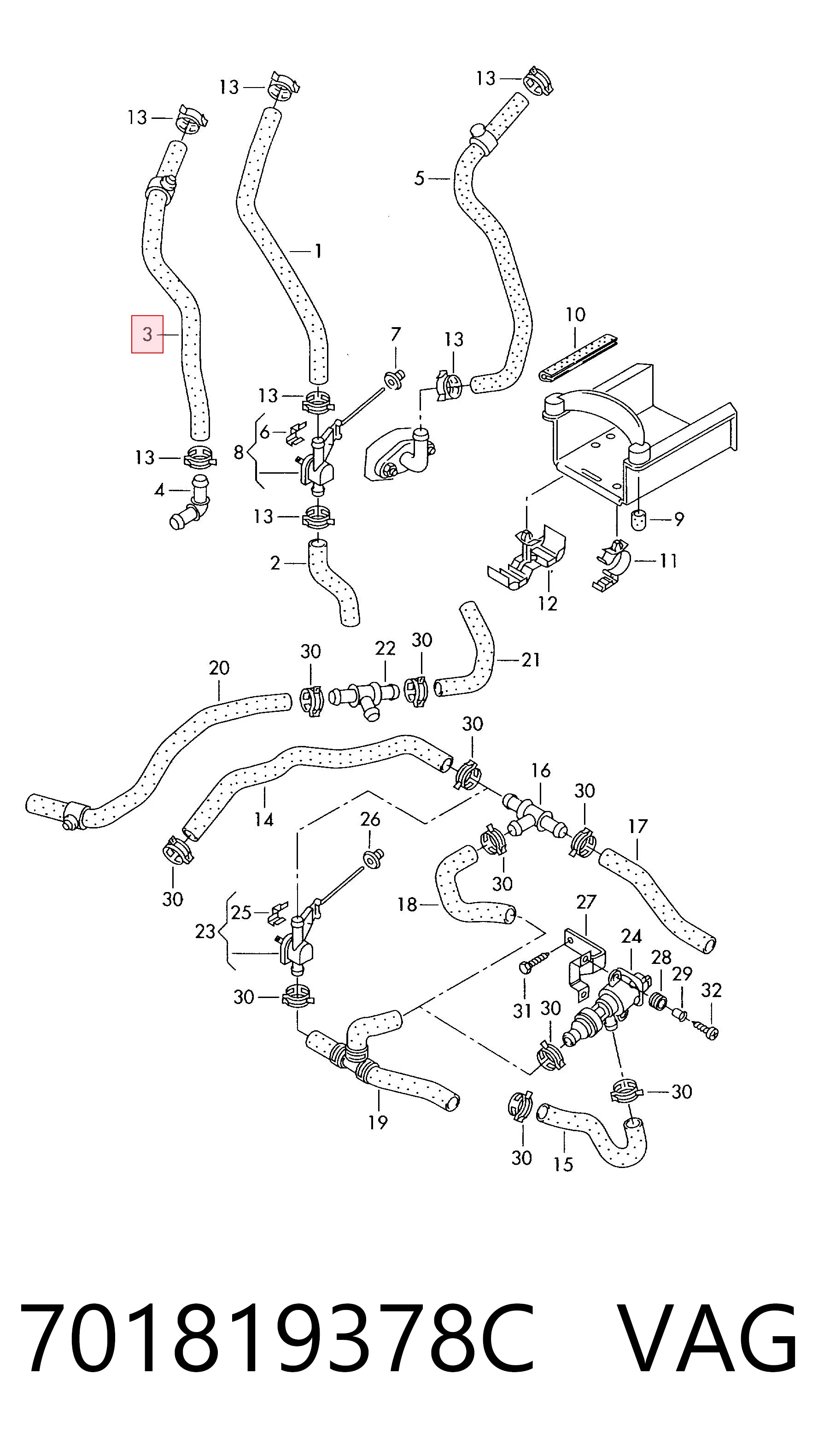701819378C VAG Manguera de refrigeración