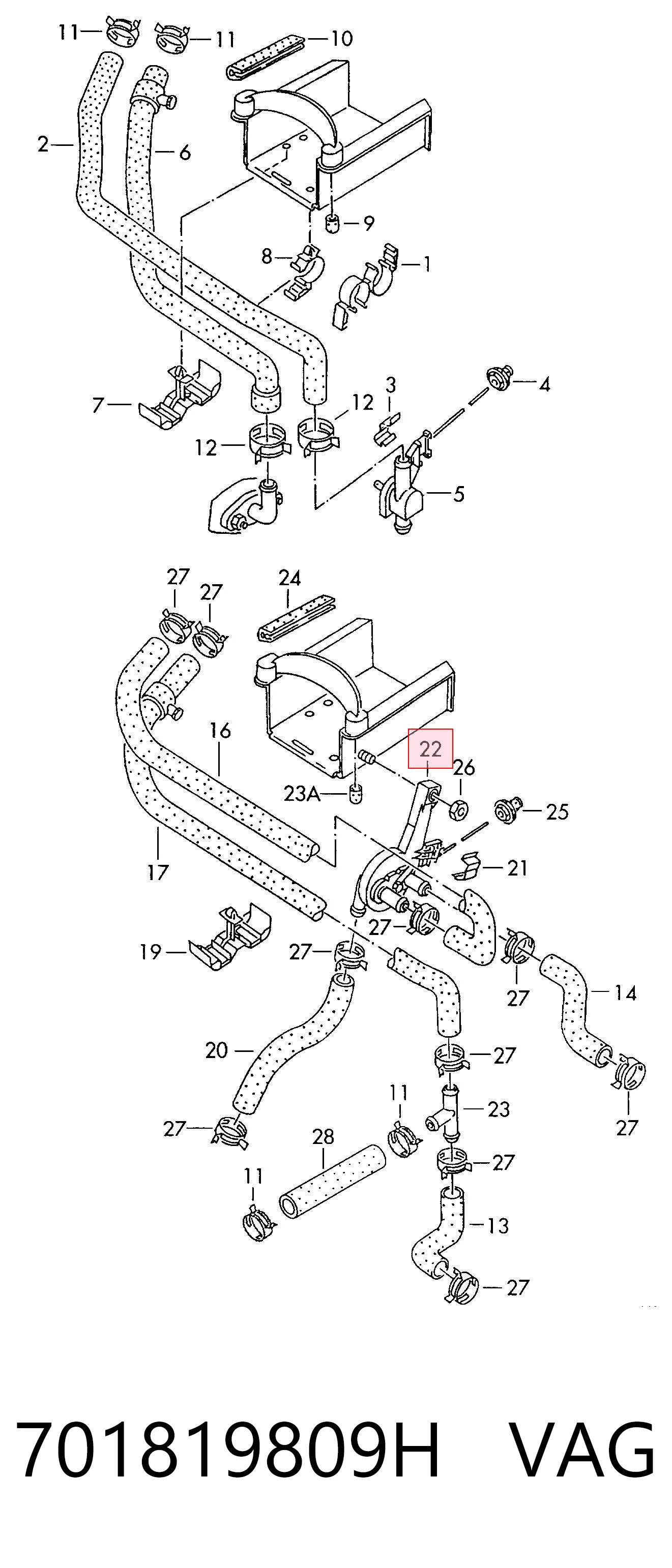 701819809H VAG Valvula del calefactor
