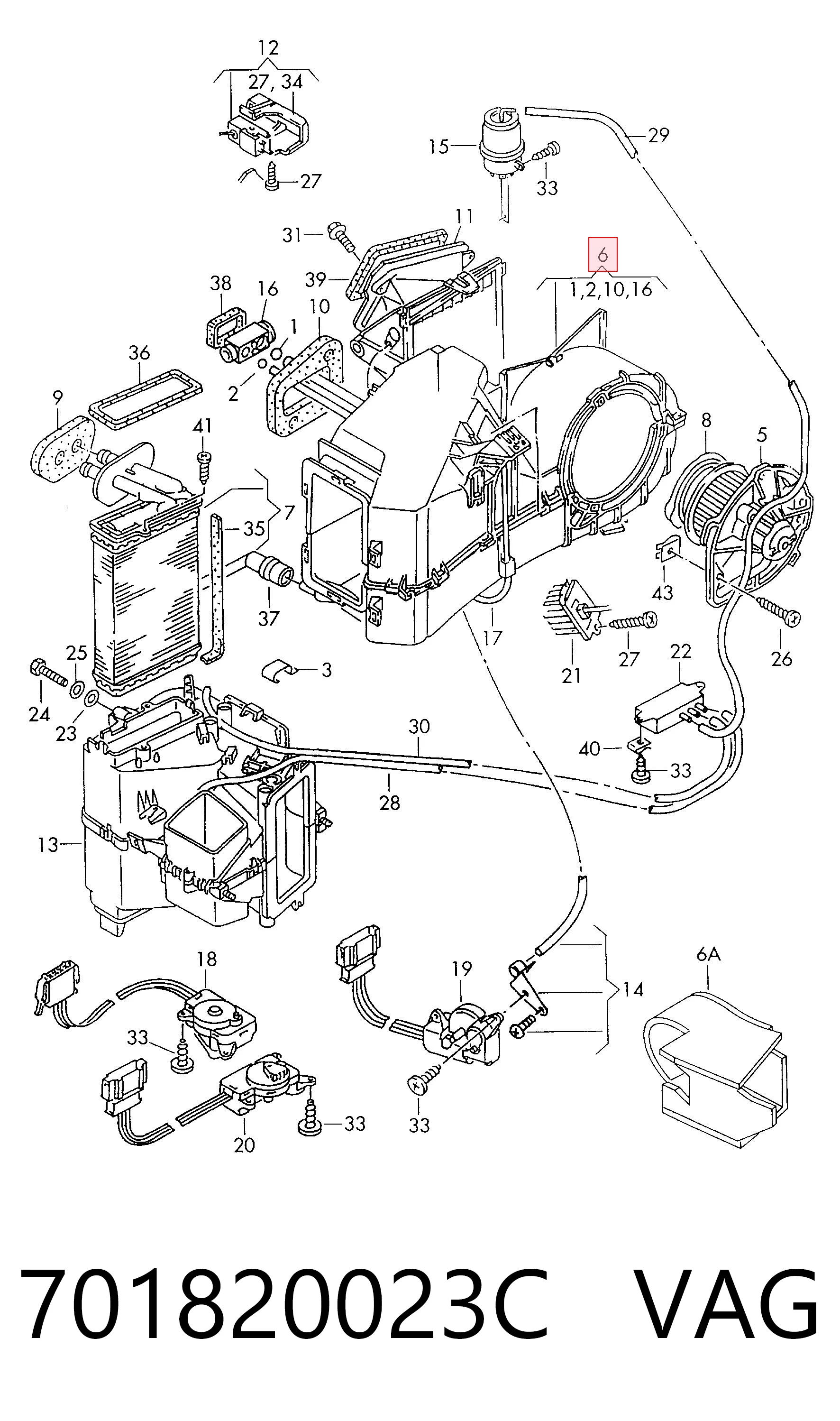 Comprar Evaporador de aire acondicionado Volkswagen Transporter 70B, 70C, 7DB, 7DK, 70J, 70K, 7DC, 7DJ a bajo precio