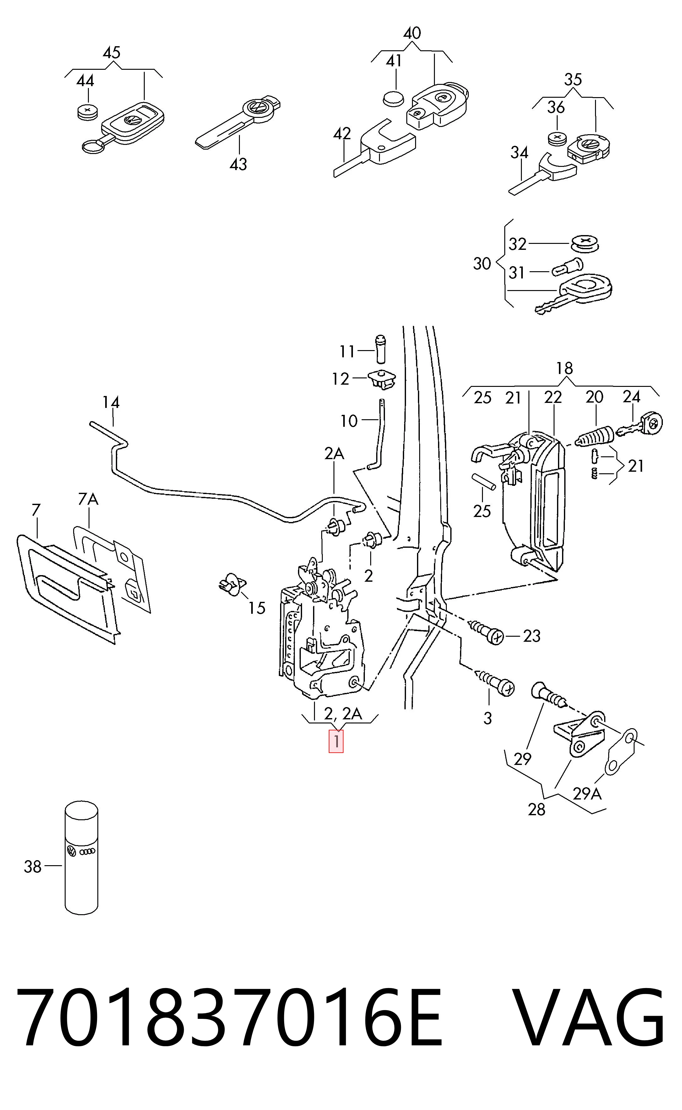 701837016E VAG Cerradura delantera derecha