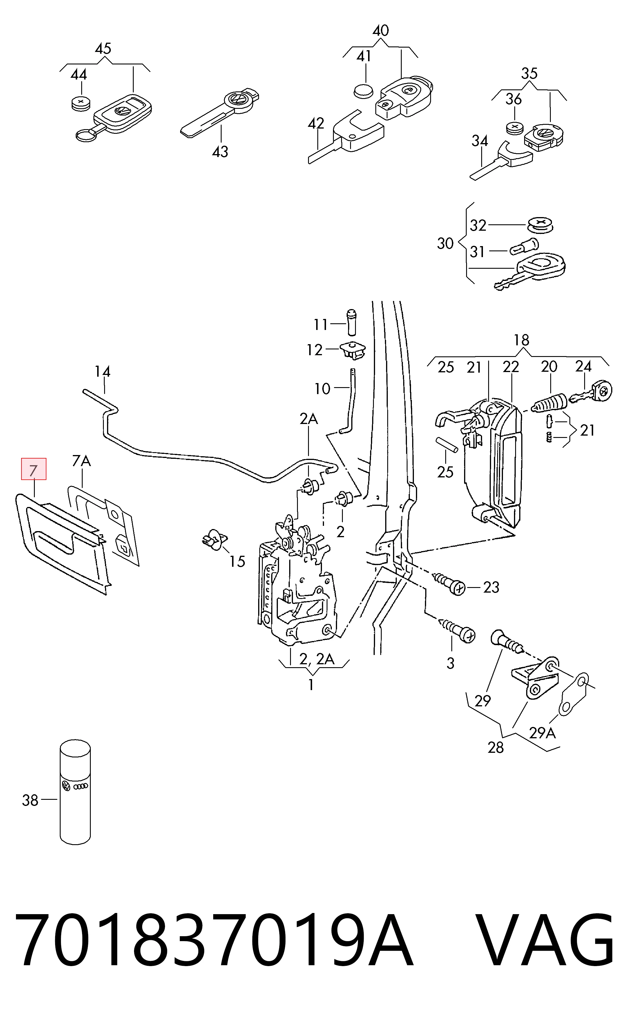 701837019A VAG Manija interior de puerta delantera izquierda