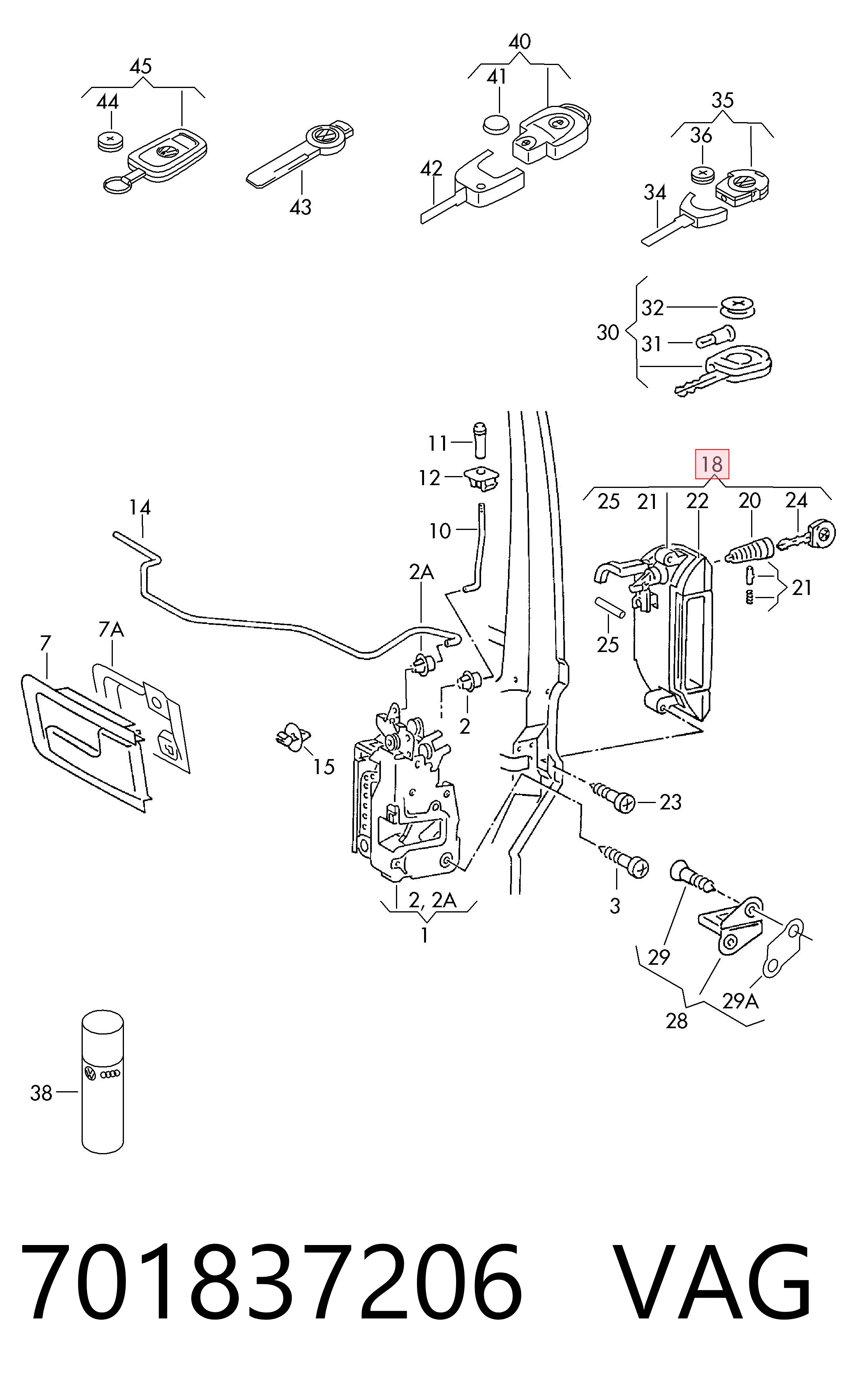 701837206 VAG Manija exterior derecha de puerta delantera