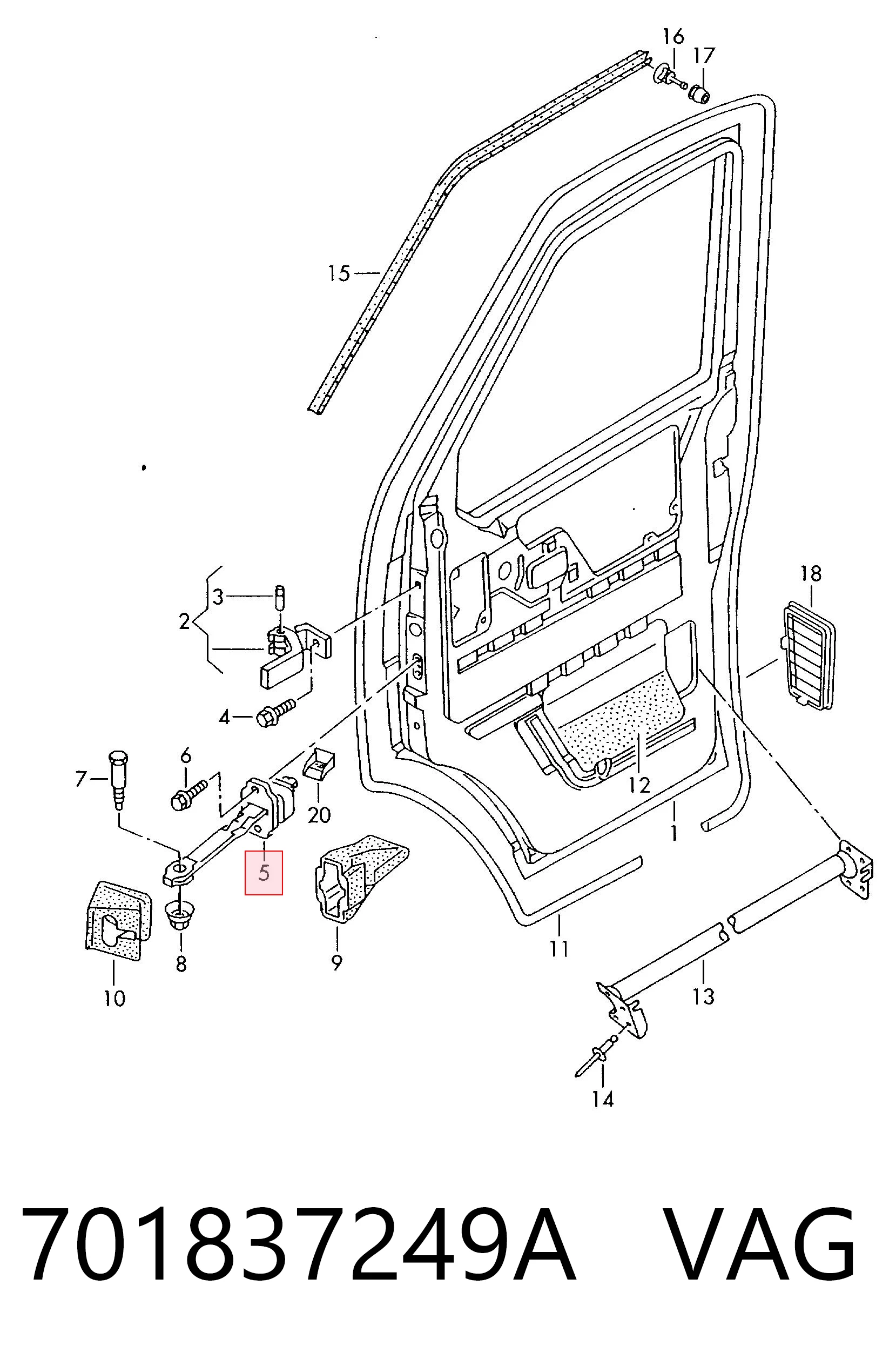701837249A VAG Limitador de apertura de puerta delantera