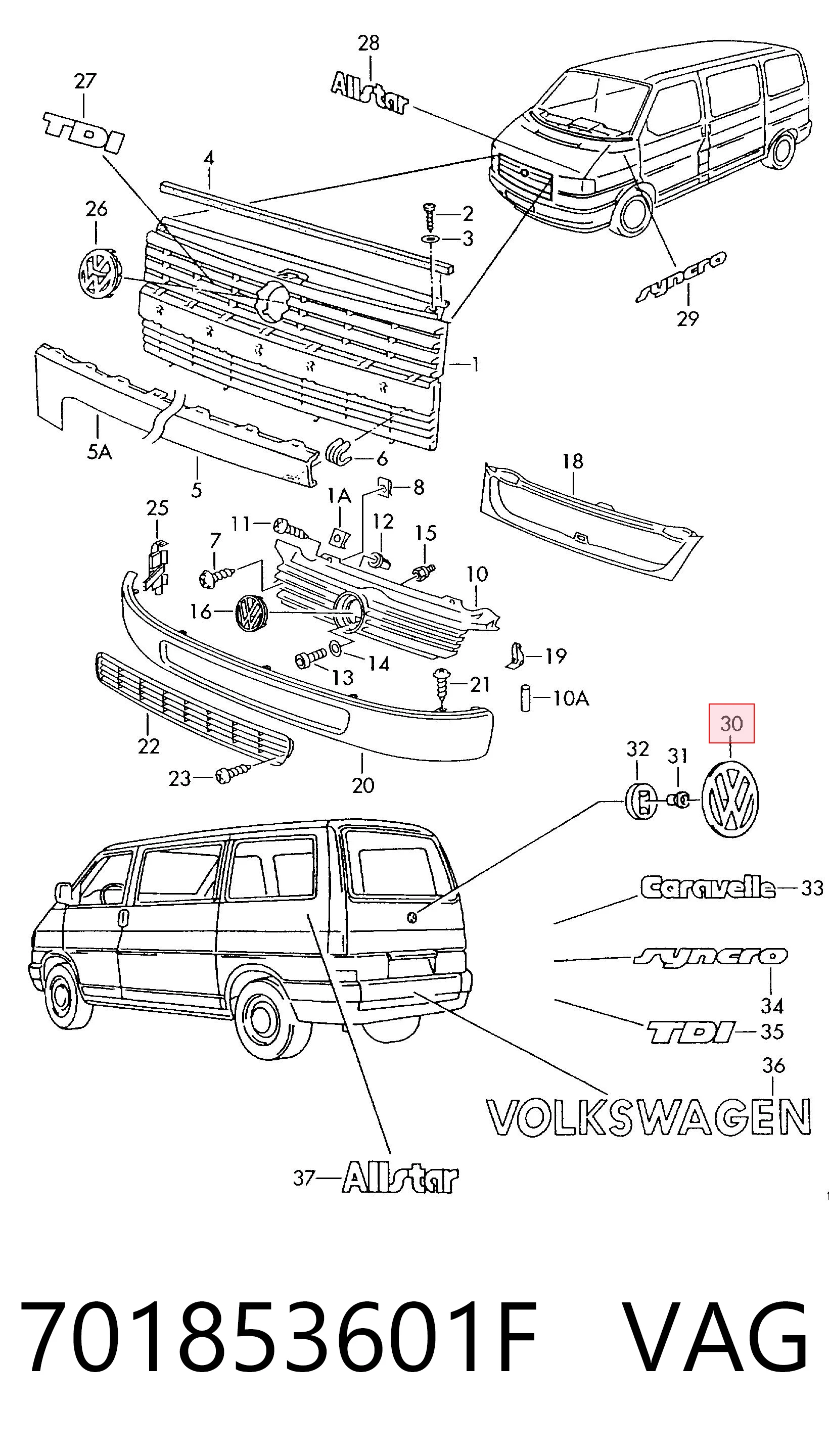 Comprar Emblema de tapa de maletero Volkswagen Transporter 70B, 70C, 7DB, 7DK, 70J, 70K, 7DC, 7DJ a bajo precio