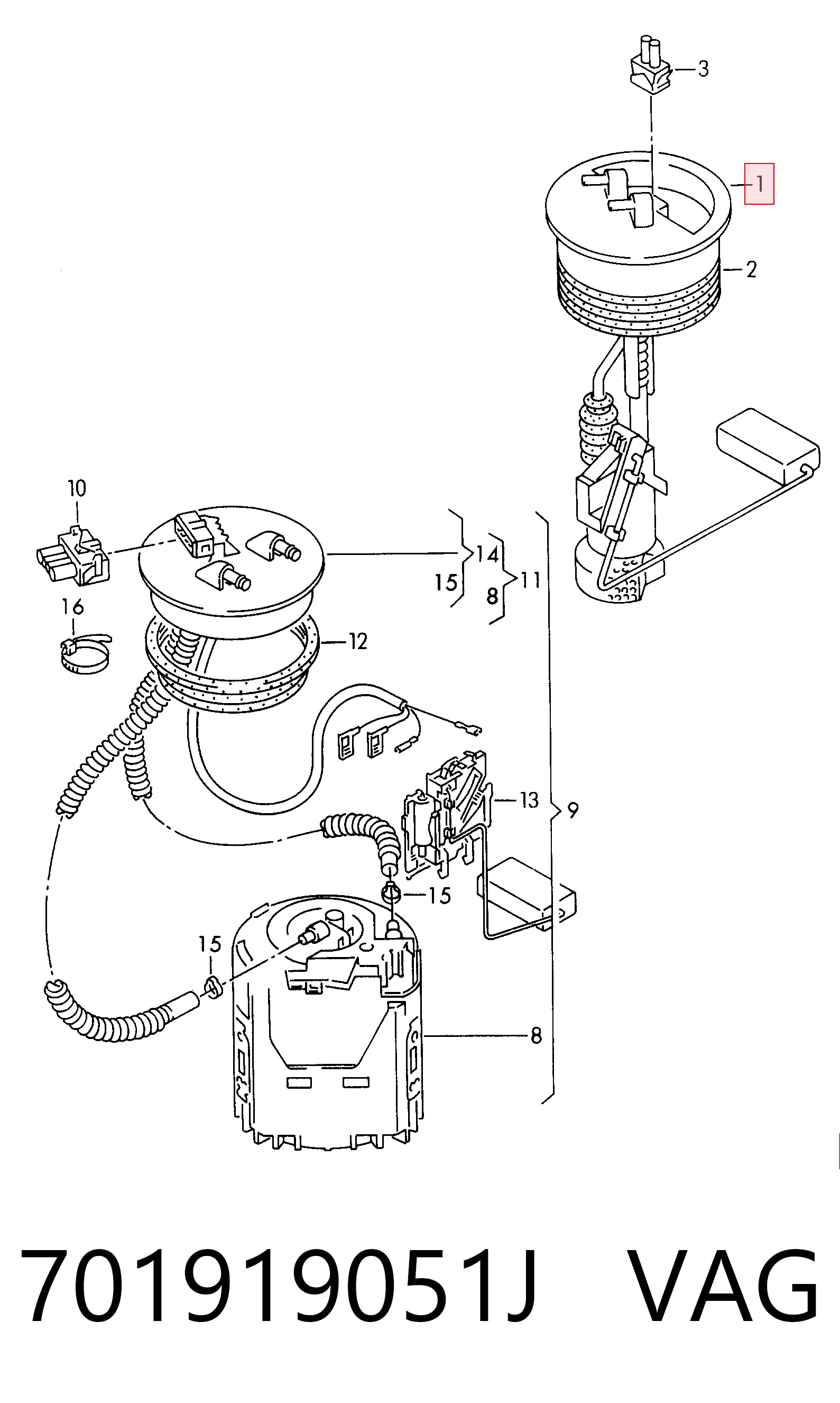 Comprar Módulo de bomba de combustible con sensor de nivel de combustible Volkswagen Transporter 70B, 70C, 7DB, 7DK, 70J, 70K, 7DC, 7DJ a bajo precio