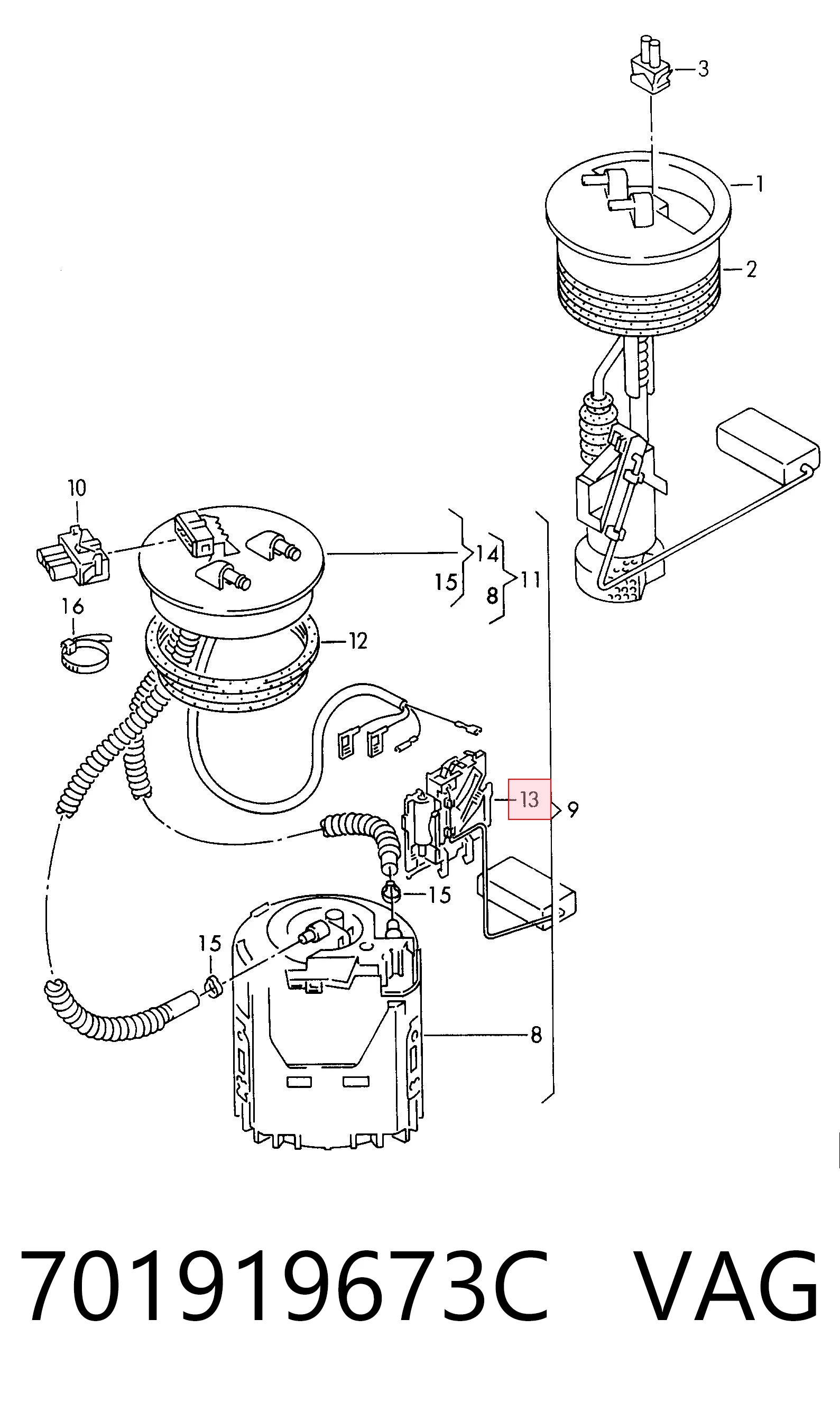 701919673C VAG Medidor de combustible