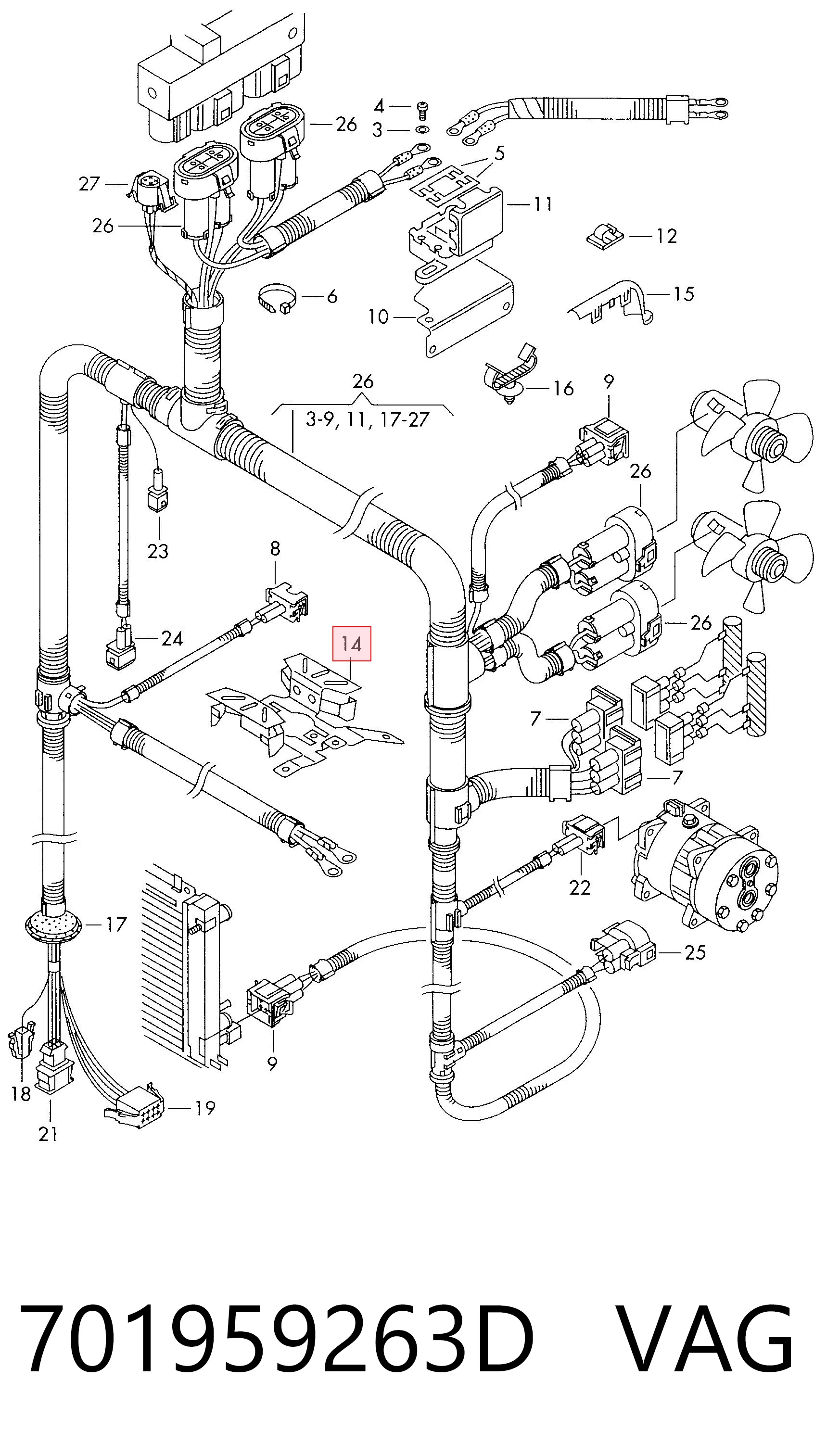 701959263D VAG Resistencia del motor del ventilador del aire acondicionado