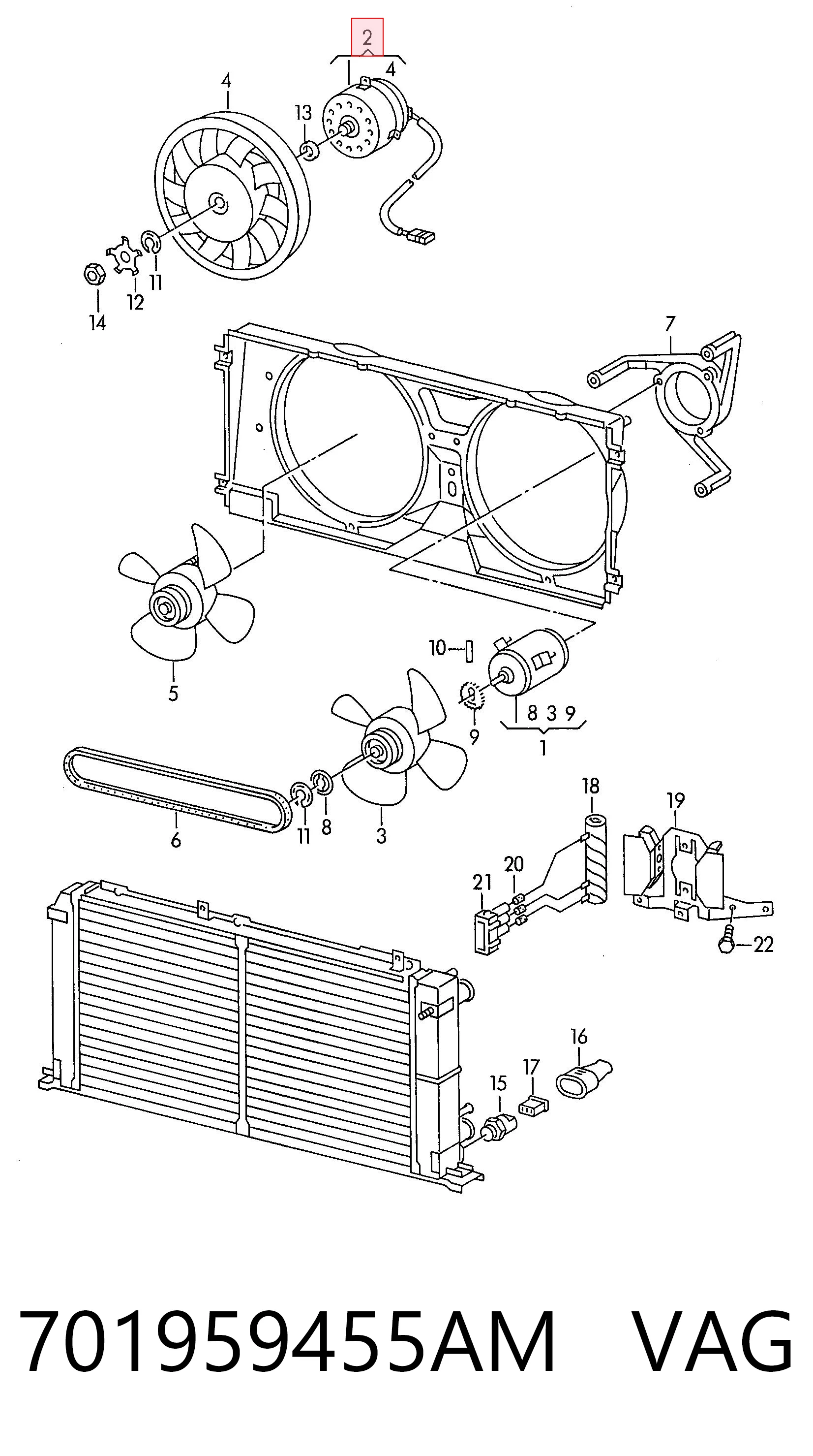 701959455AM VAG Ventilador del radiador