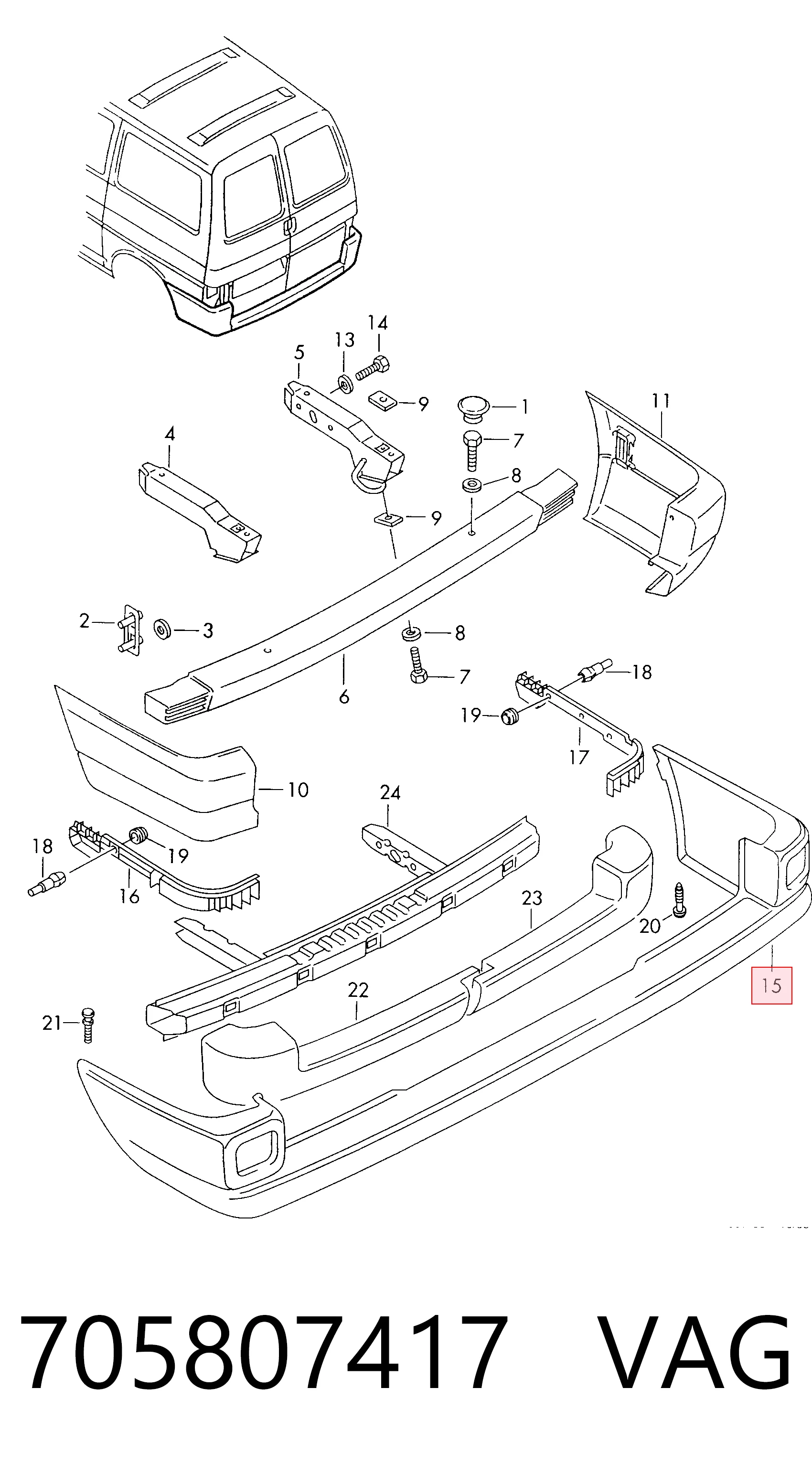 Comprar Parachoques trasero Volkswagen Transporter T4 70A, 70H, 7DA, 7DH